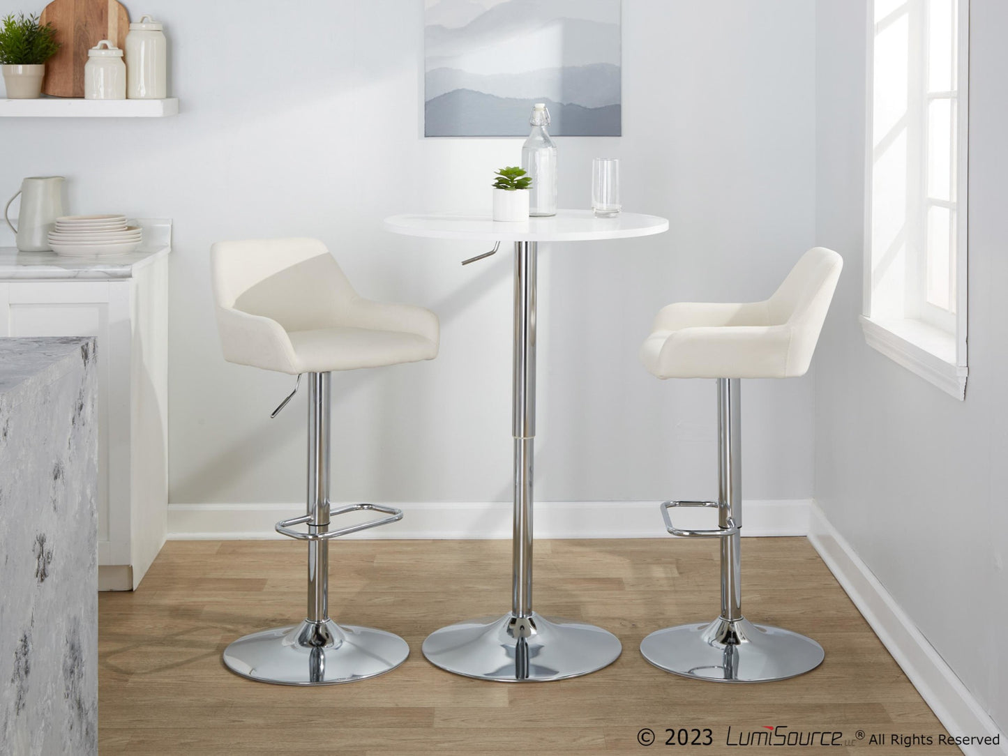 Daniella Adjustable Barstool - Set of 2 By LumiSource - BS-DNLAFB-RR2 BKCR2 | Bar Stools | Modishstore - 12