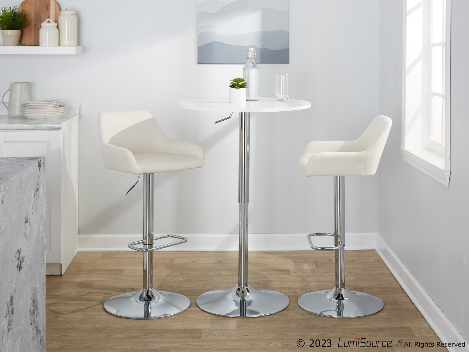 Daniella Adjustable Barstool - Set of 2 By LumiSource - BS-DNLAFB-RR2 BKCR2 | Bar Stools | Modishstore - 12