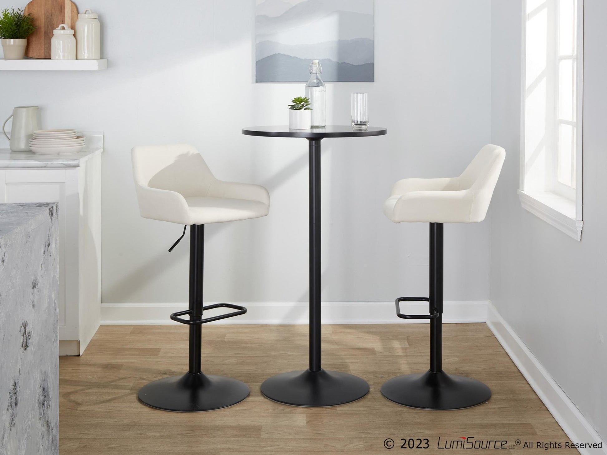 Daniella Adjustable Barstool - Set of 2 By LumiSource - BS-DNLAFB-RR2 BKCR2 | Bar Stools | Modishstore