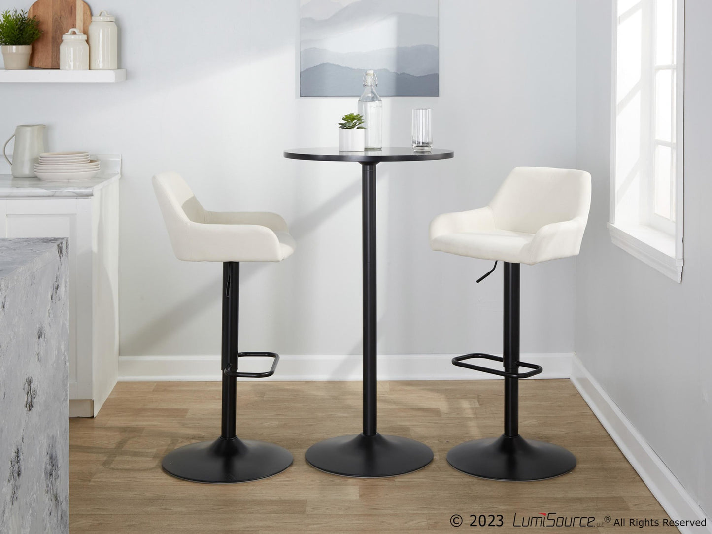 Daniella Adjustable Barstool - Set of 2 By LumiSource - BS-DNLAFB-RR2 BKCR2 | Bar Stools | Modishstore - 2