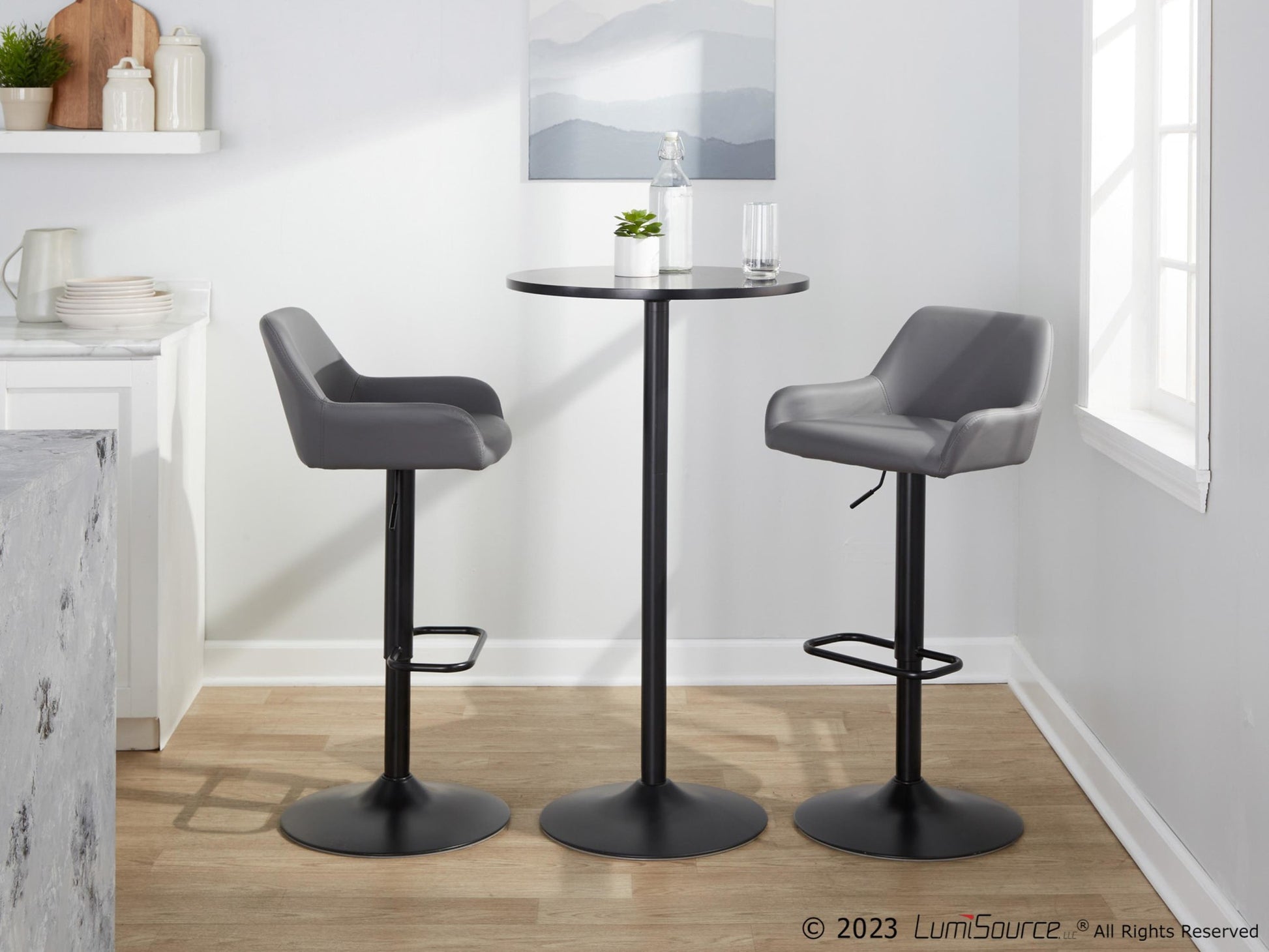 Daniella Adjustable Barstool - Set of 2 By LumiSource - BS-DNLAPU-RR2 BKCAM2 | Bar Stools | Modishstore - 11