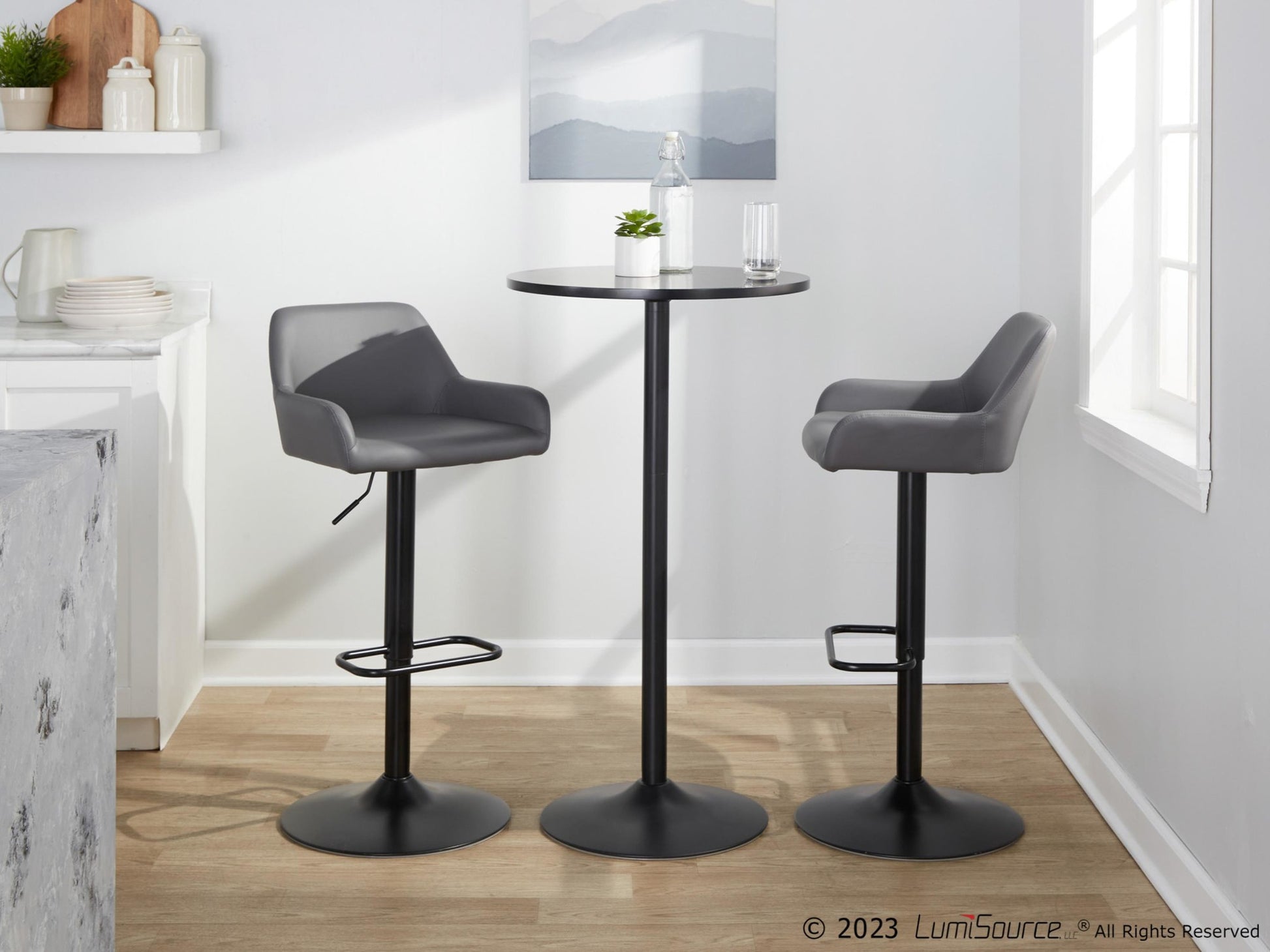 Daniella Adjustable Barstool - Set of 2 By LumiSource - BS-DNLAPU-RR2 BKCAM2 | Bar Stools | Modishstore - 12