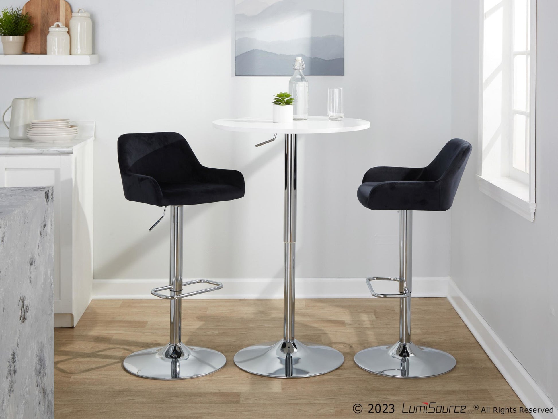 Daniella Adjustable Barstool - Set of 2 By LumiSource - BS-DNLAV-RR2 CHRBK2 | Bar Stools | Modishstore - 2