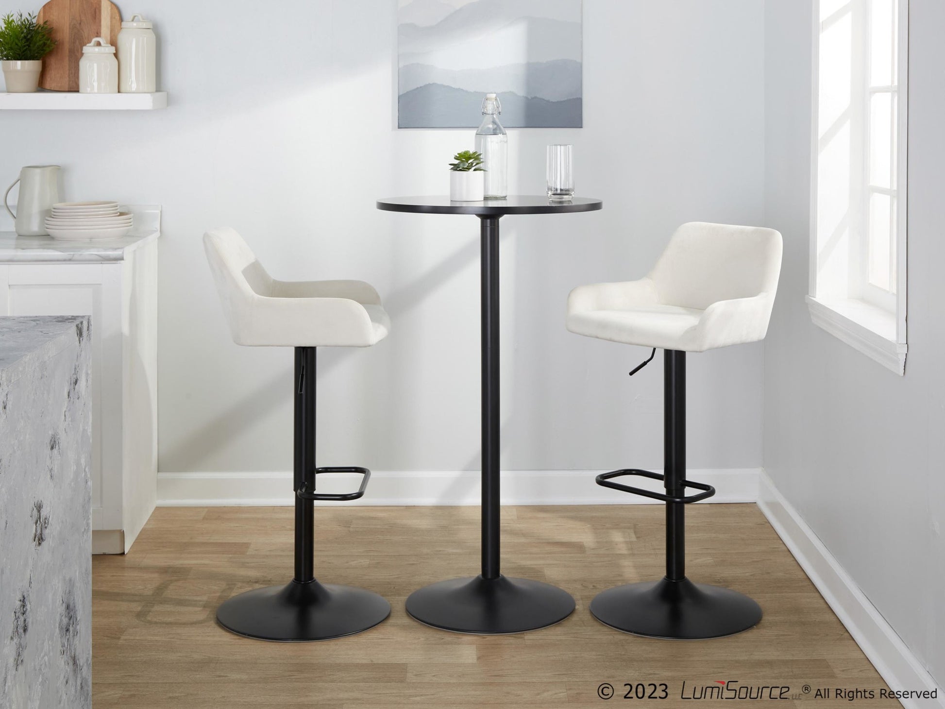 Daniella Adjustable Barstool - Set of 2 By LumiSource - BS-DNLAV-RR2 BKBK2 | Bar Stools | Modishstore - 12