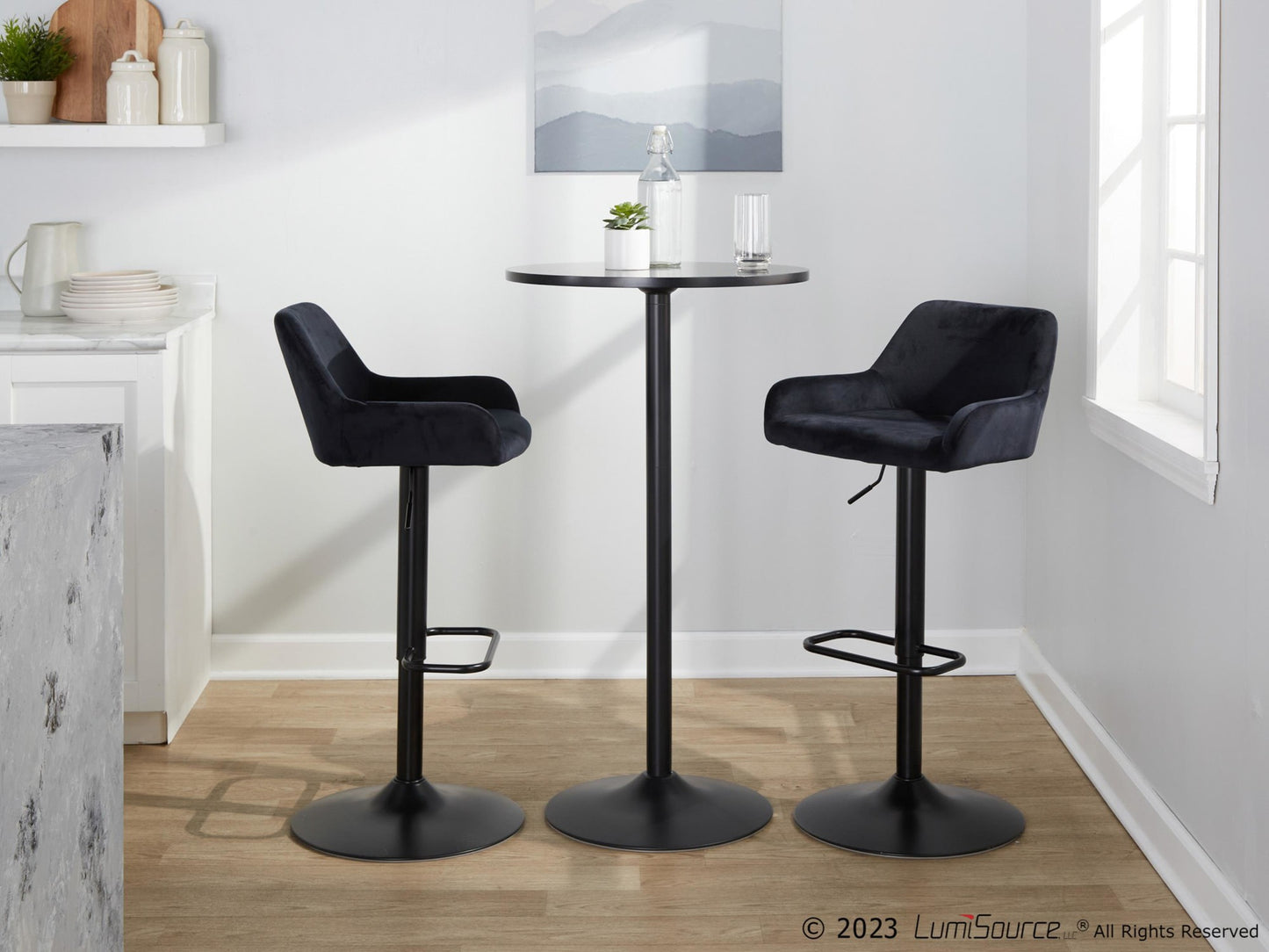 Daniella Adjustable Barstool - Set of 2 By LumiSource - BS-DNLAV-RR2 BKBK2 | Bar Stools | Modishstore - 2