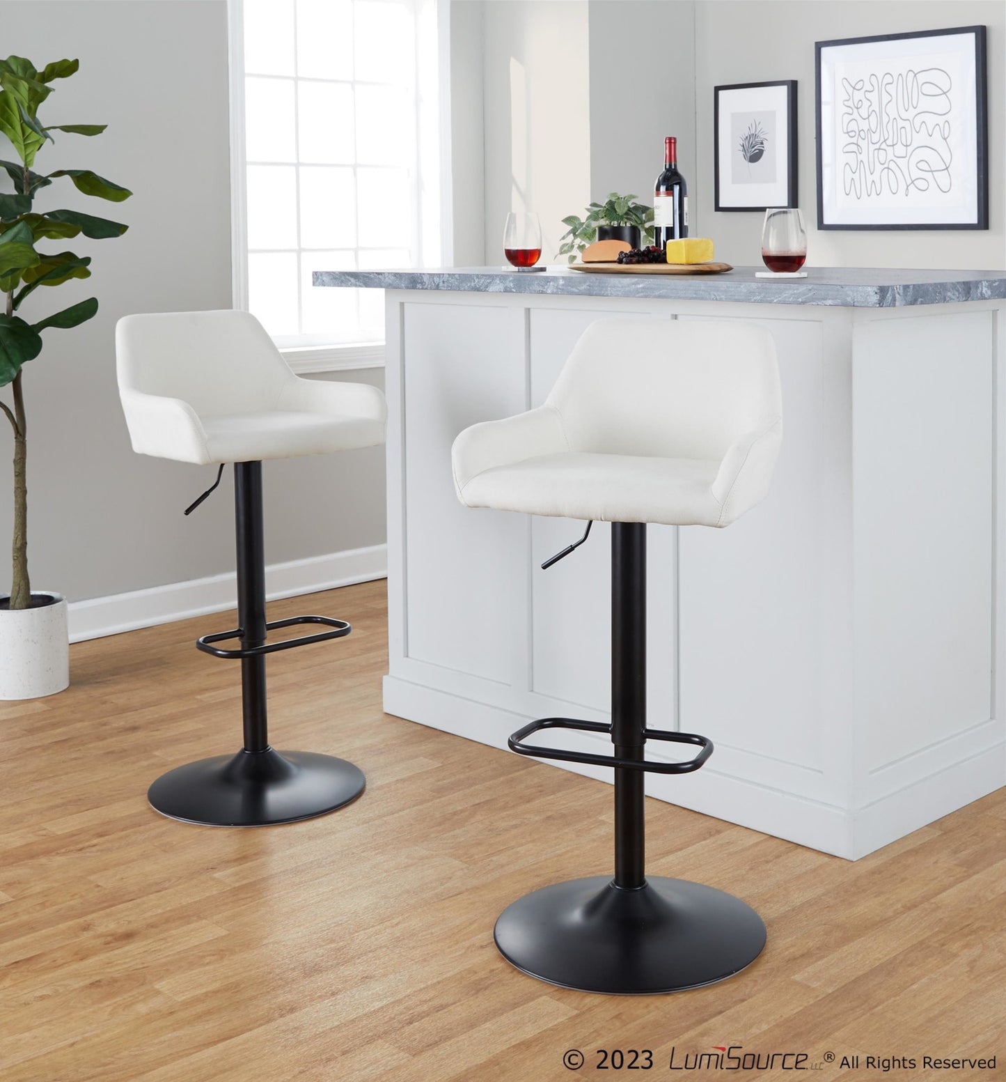 Daniella Adjustable Barstool - Set of 2 By LumiSource - BS-DNLAFB-RR2 BKCR2 | Bar Stools | Modishstore - 3