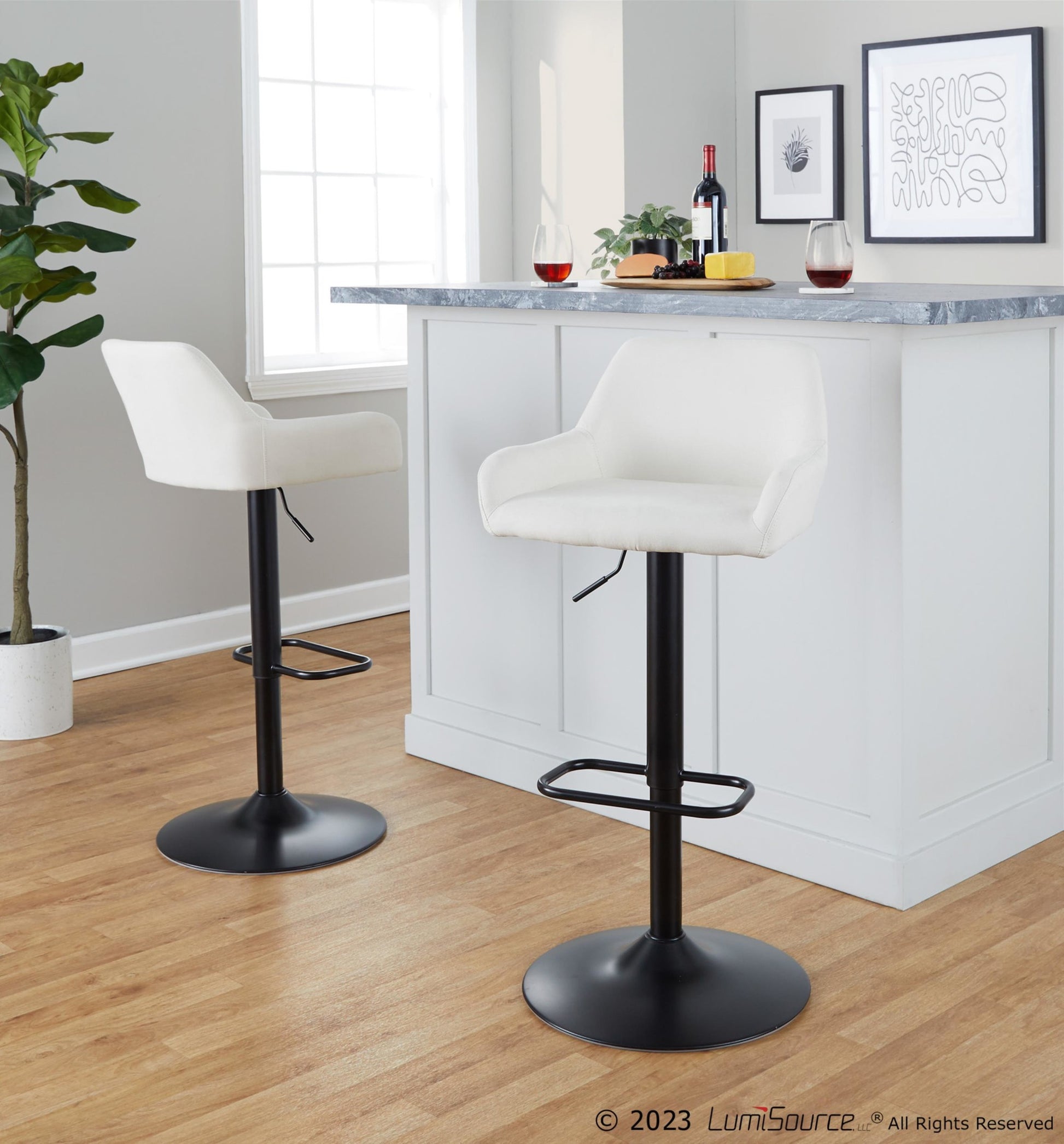 Daniella Adjustable Barstool - Set of 2 By LumiSource - BS-DNLAFB-RR2 BKCR2 | Bar Stools | Modishstore - 4