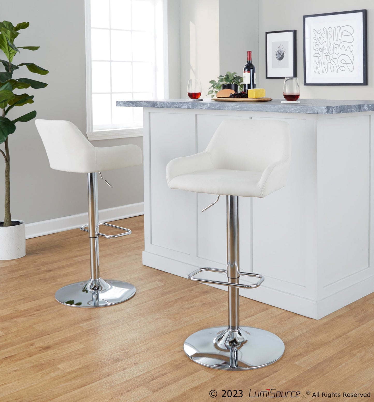 Daniella Adjustable Barstool - Set of 2 By LumiSource - BS-DNLAFB-RR2 BKCR2 | Bar Stools | Modishstore - 14