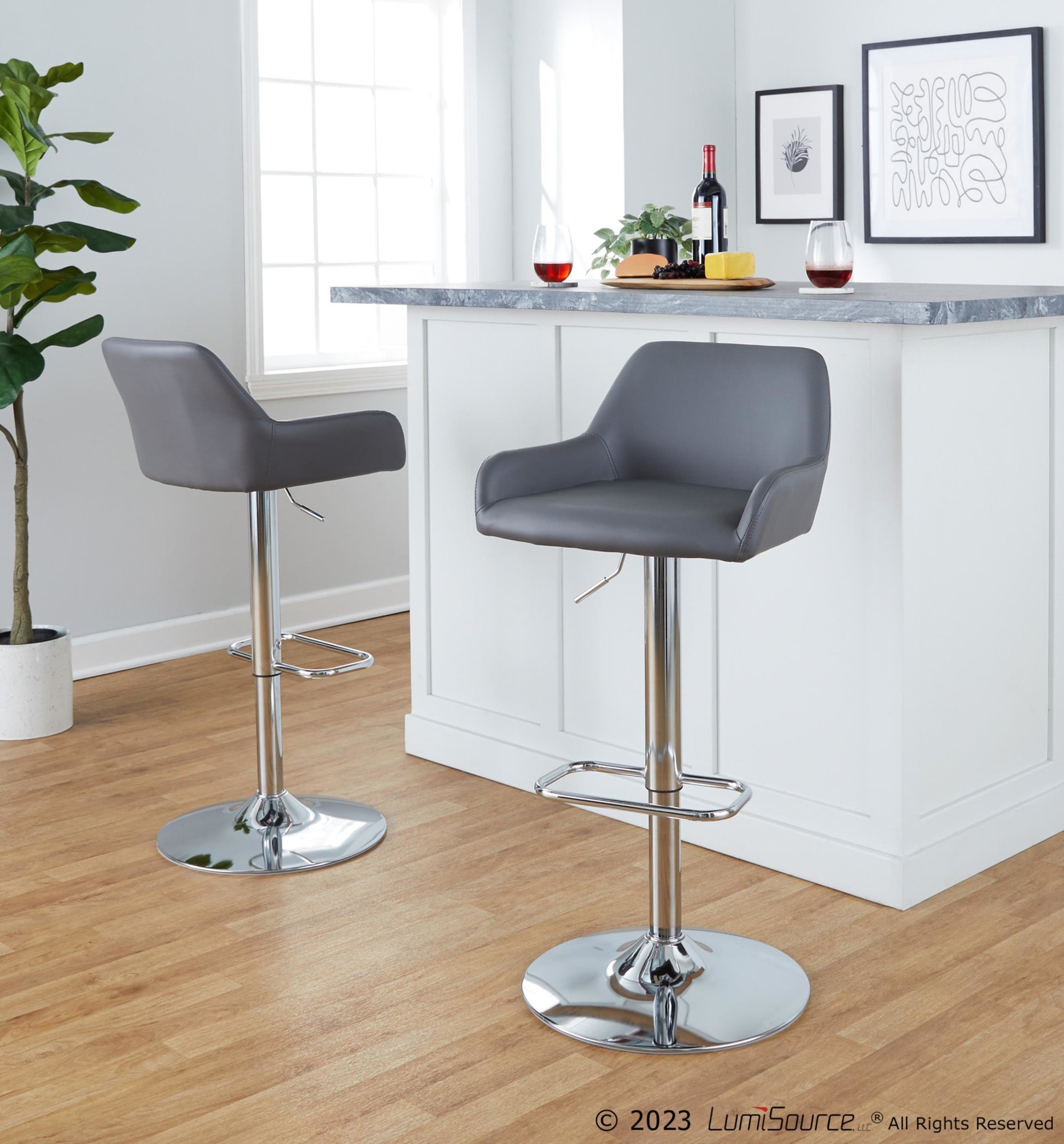 Daniella Adjustable Barstool - Set of 2 By LumiSource - BS-DNLAPU-RR2 CHRCAM2 | Bar Stools | Modishstore - 13