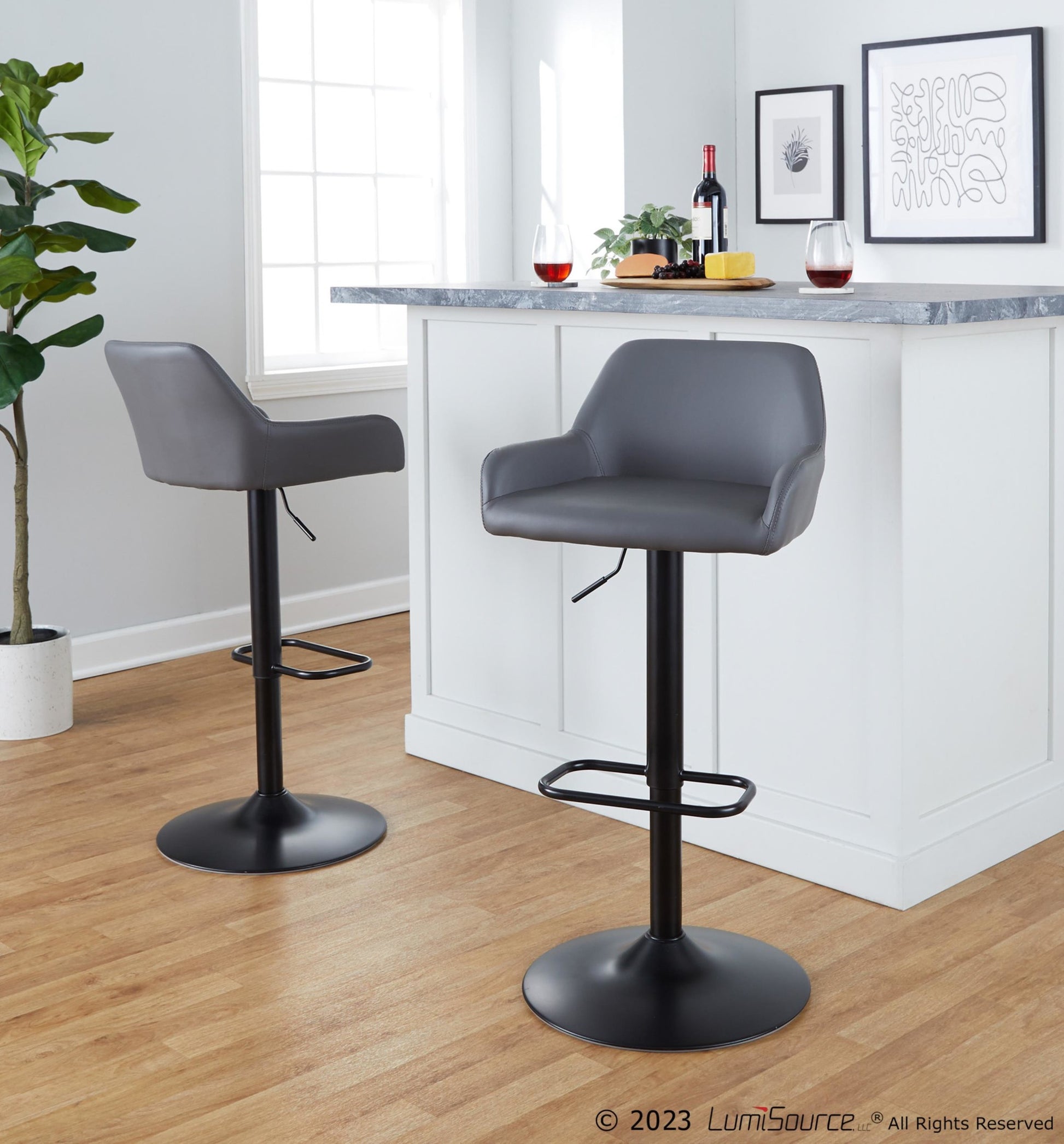 Daniella Adjustable Barstool - Set of 2 By LumiSource - BS-DNLAPU-RR2 BKCAM2 | Bar Stools | Modishstore - 13