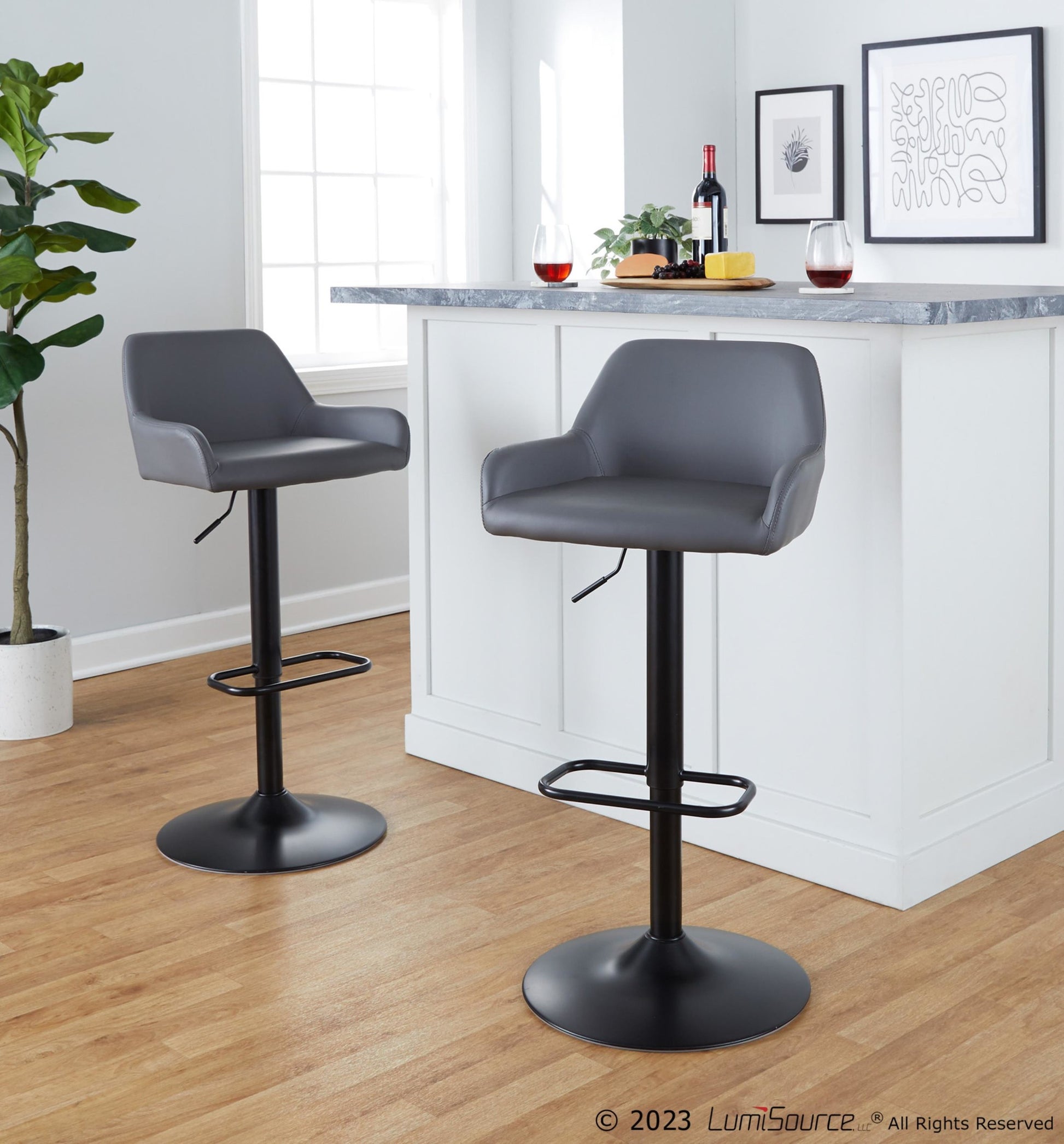 Daniella Adjustable Barstool - Set of 2 By LumiSource - BS-DNLAPU-RR2 BKCAM2 | Bar Stools | Modishstore - 14