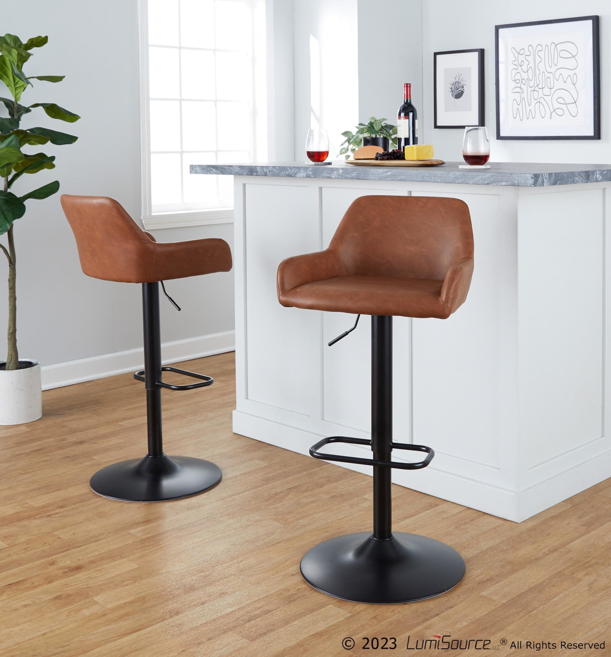 Daniella Adjustable Barstool - Set of 2 By LumiSource - BS-DNLAPU-RR2 BKCAM2 | Bar Stools | Modishstore - 3