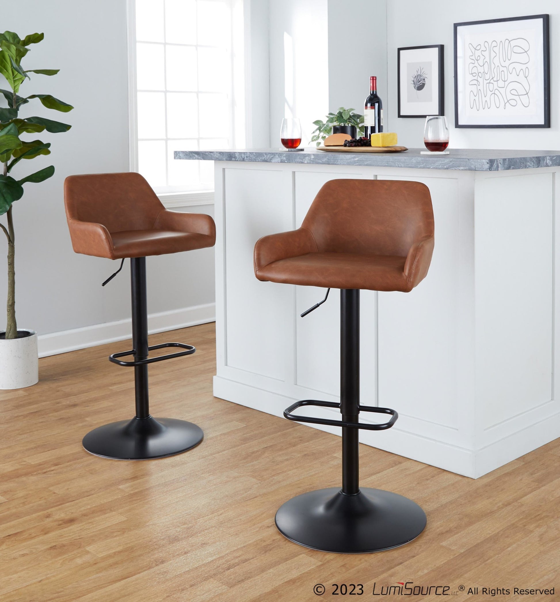 Daniella Adjustable Barstool - Set of 2 By LumiSource - BS-DNLAPU-RR2 BKCAM2 | Bar Stools | Modishstore - 4