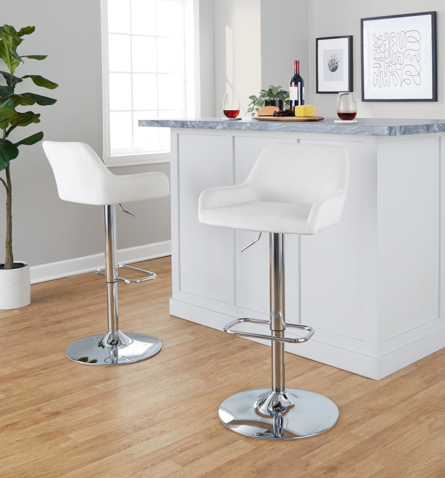 Daniella Adjustable Barstool - Set of 2 By LumiSource - BS-DNLAV-RR2 CHRBK2 | Bar Stools | Modishstore - 13