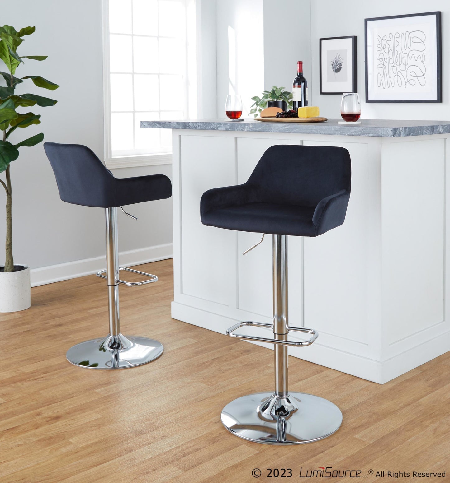 Daniella Adjustable Barstool - Set of 2 By LumiSource - BS-DNLAV-RR2 CHRBK2 | Bar Stools | Modishstore - 3