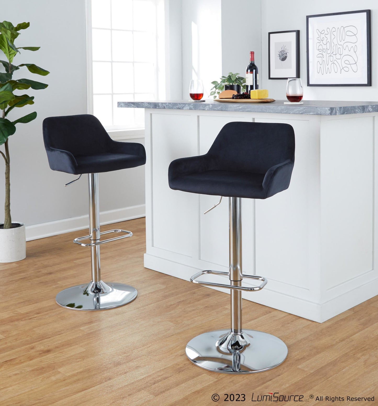 Daniella Adjustable Barstool - Set of 2 By LumiSource - BS-DNLAV-RR2 CHRBK2 | Bar Stools | Modishstore - 4