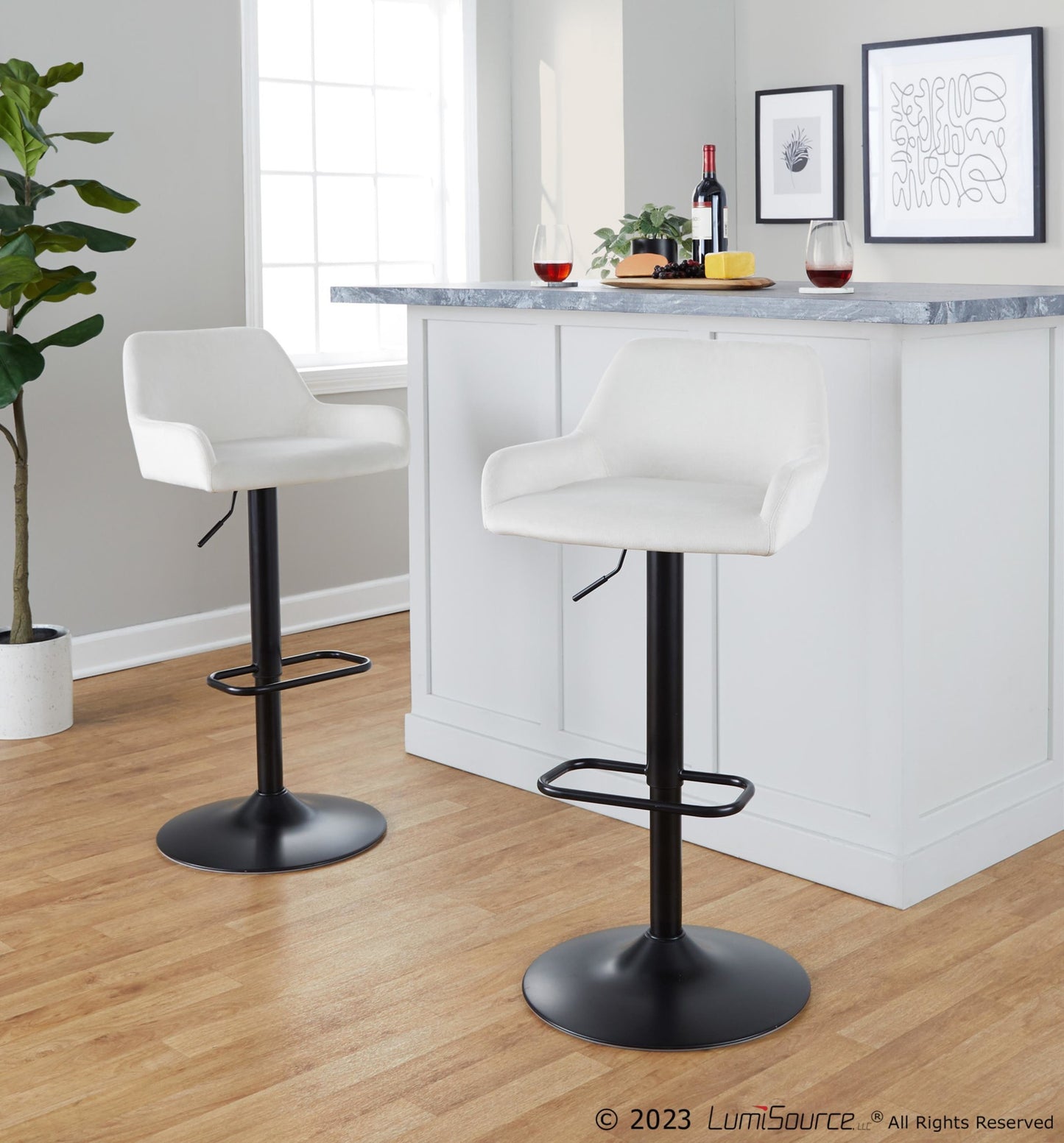 Daniella Adjustable Barstool - Set of 2 By LumiSource - BS-DNLAV-RR2 BKBK2 | Bar Stools | Modishstore - 14