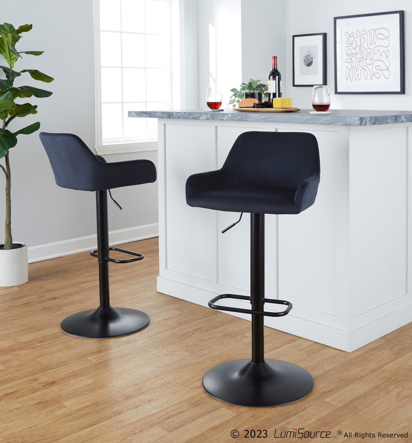 Daniella Adjustable Barstool - Set of 2 By LumiSource - BS-DNLAV-RR2 BKBK2 | Bar Stools | Modishstore - 3