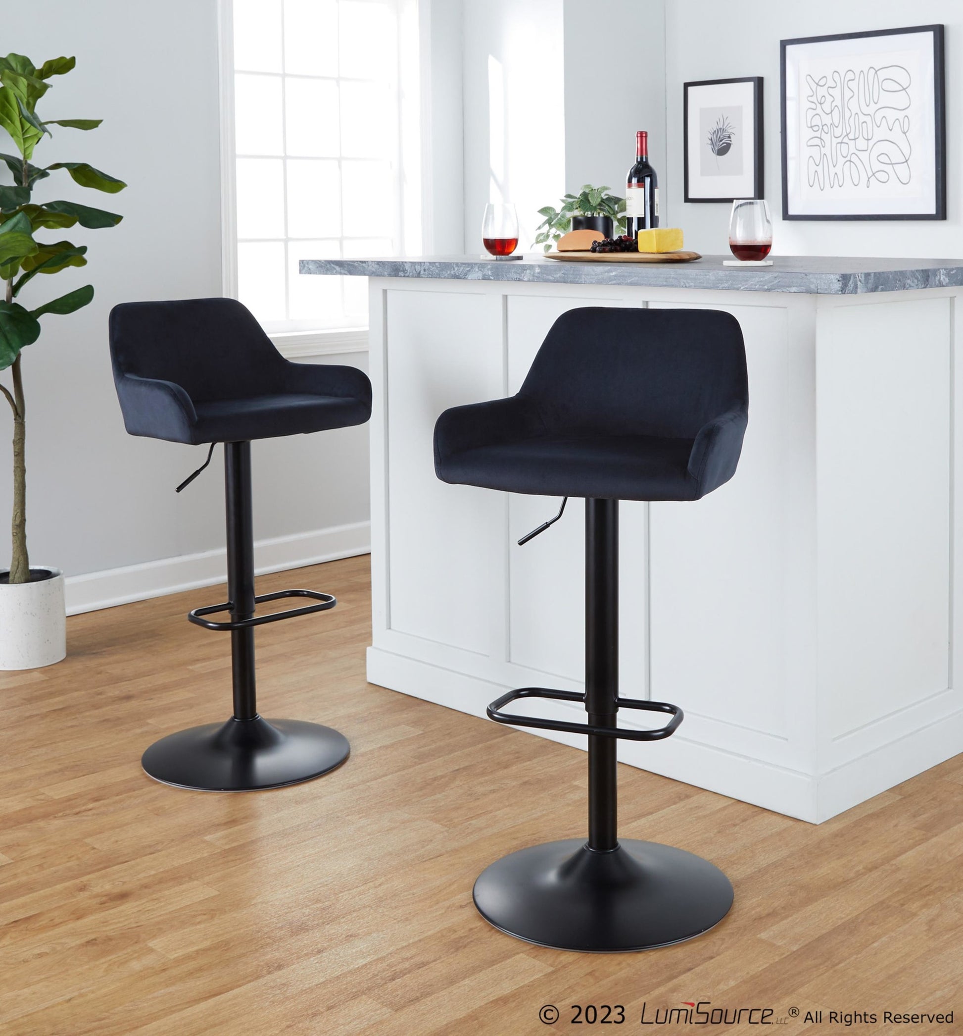 Daniella Adjustable Barstool - Set of 2 By LumiSource - BS-DNLAV-RR2 BKBK2 | Bar Stools | Modishstore - 4