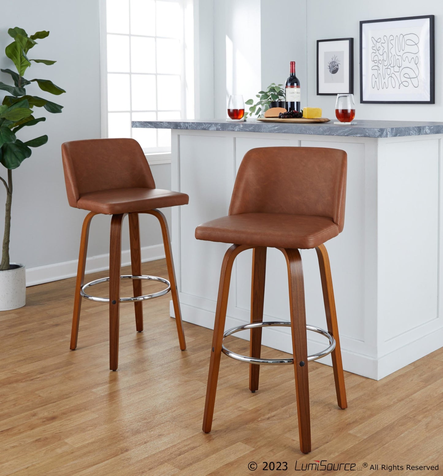 Toriano 30" Fixed-Height Barstool - Set of 2 By LumiSource - B30-TRNOPU-GRTZR2 WLBK2 | Bar Stools | Modishstore - 11