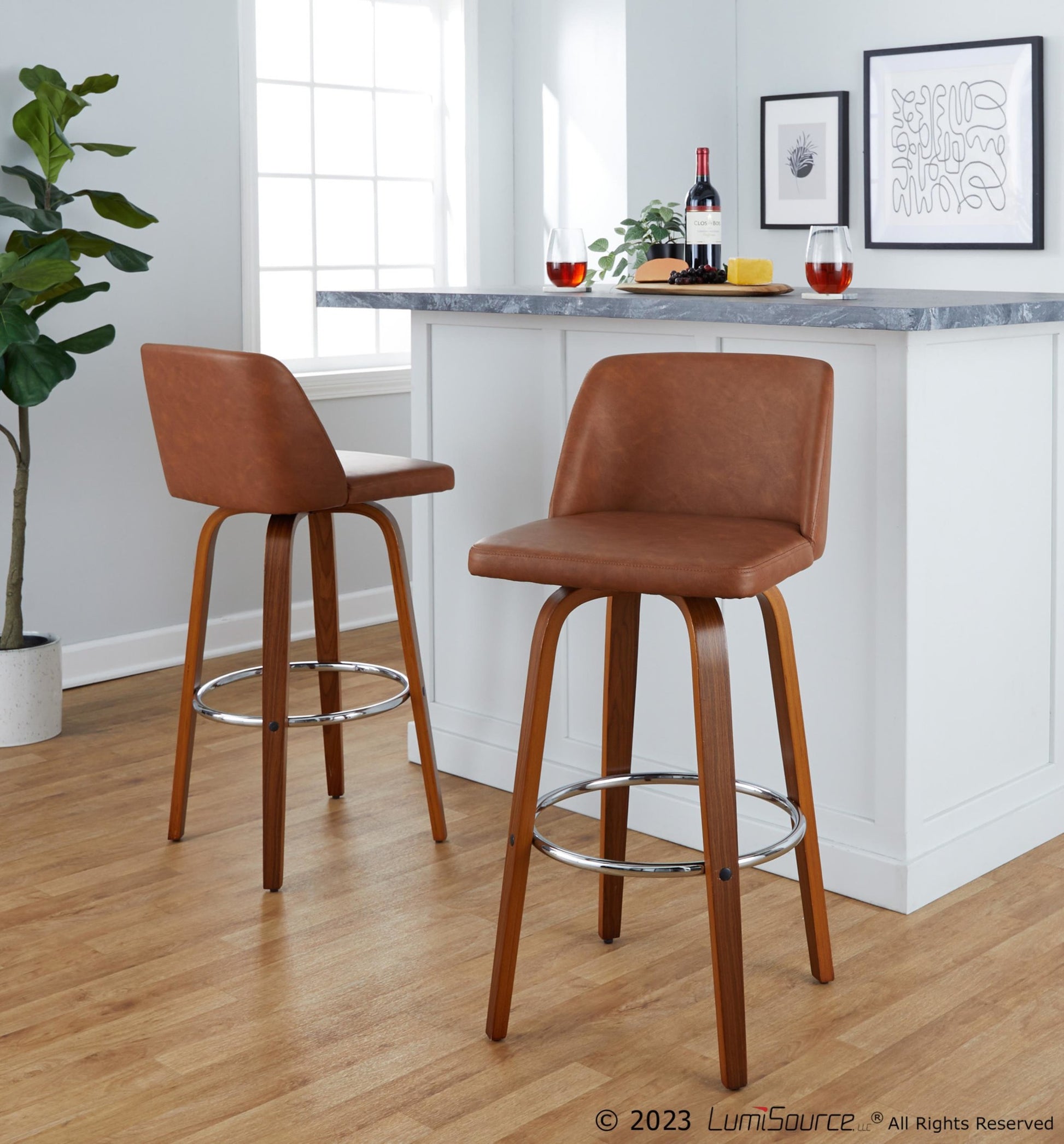 Toriano 30" Fixed-Height Barstool - Set of 2 By LumiSource - B30-TRNOPU-GRTZR2 WLBK2 | Bar Stools | Modishstore - 12