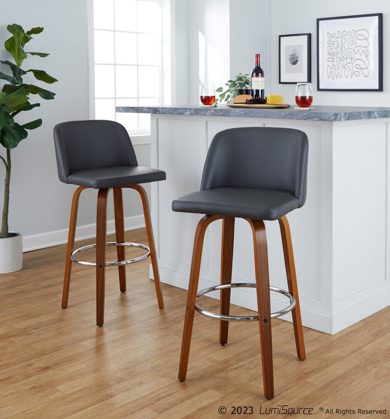 Toriano 30" Fixed-Height Barstool - Set of 2 By LumiSource - B30-TRNOPU-GRTZR2 WLBK2 | Bar Stools | Modishstore - 21