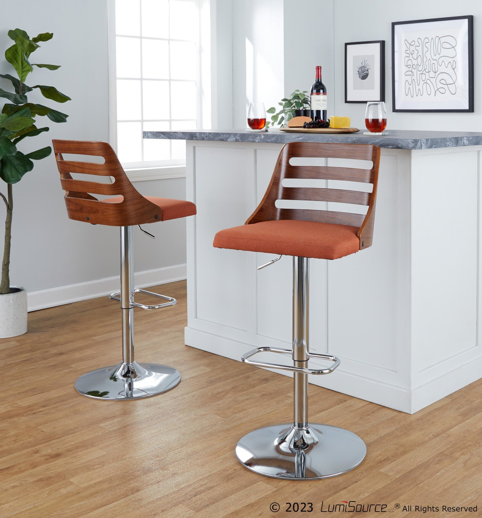 Trevi Adjustable Barstool - Set of 2 By LumiSource - BS-TREVI-RR2 WLO2 | Bar Stools | Modishstore - 4