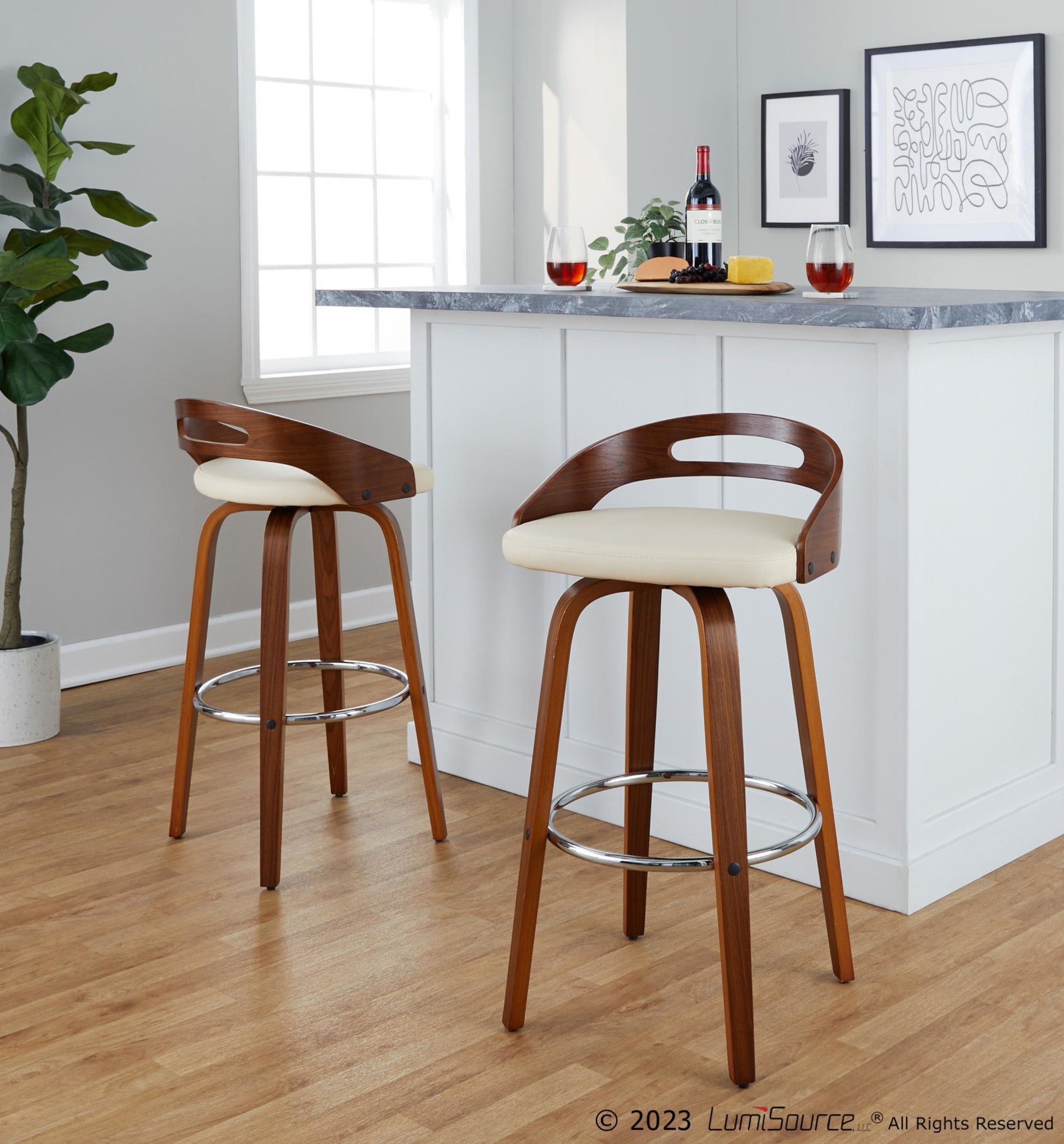 Cassis 30" Fixed-Height Barstool - Set of 2 By LumiSource - B30-CASSISPU-GRTZR2 WLCR2 | Bar Stools | Modishstore - 2