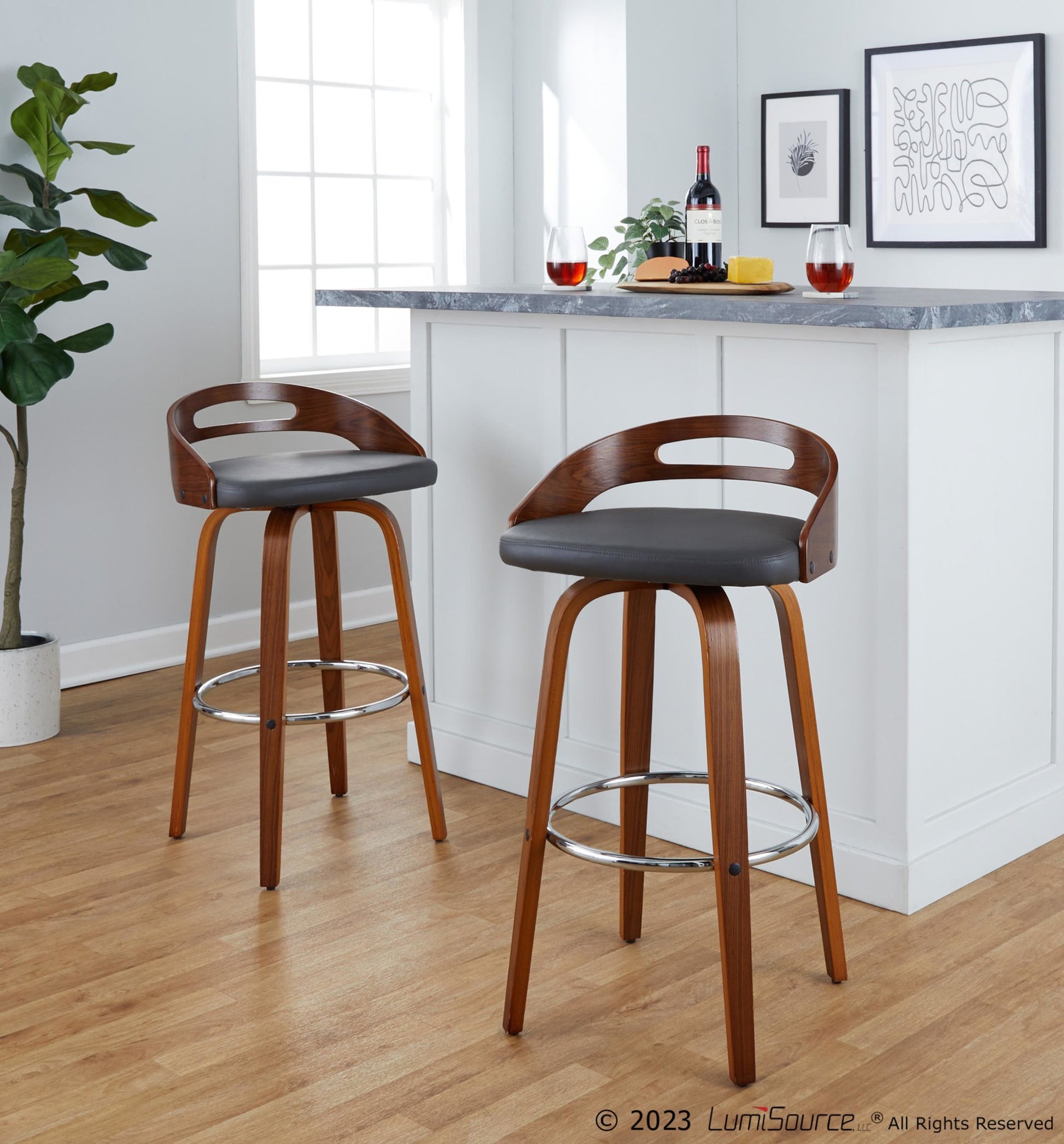 Cassis 30" Fixed-Height Barstool - Set of 2 By LumiSource - B30-CASSISPU-GRTZR2 WLCR2 | Bar Stools | Modishstore - 11