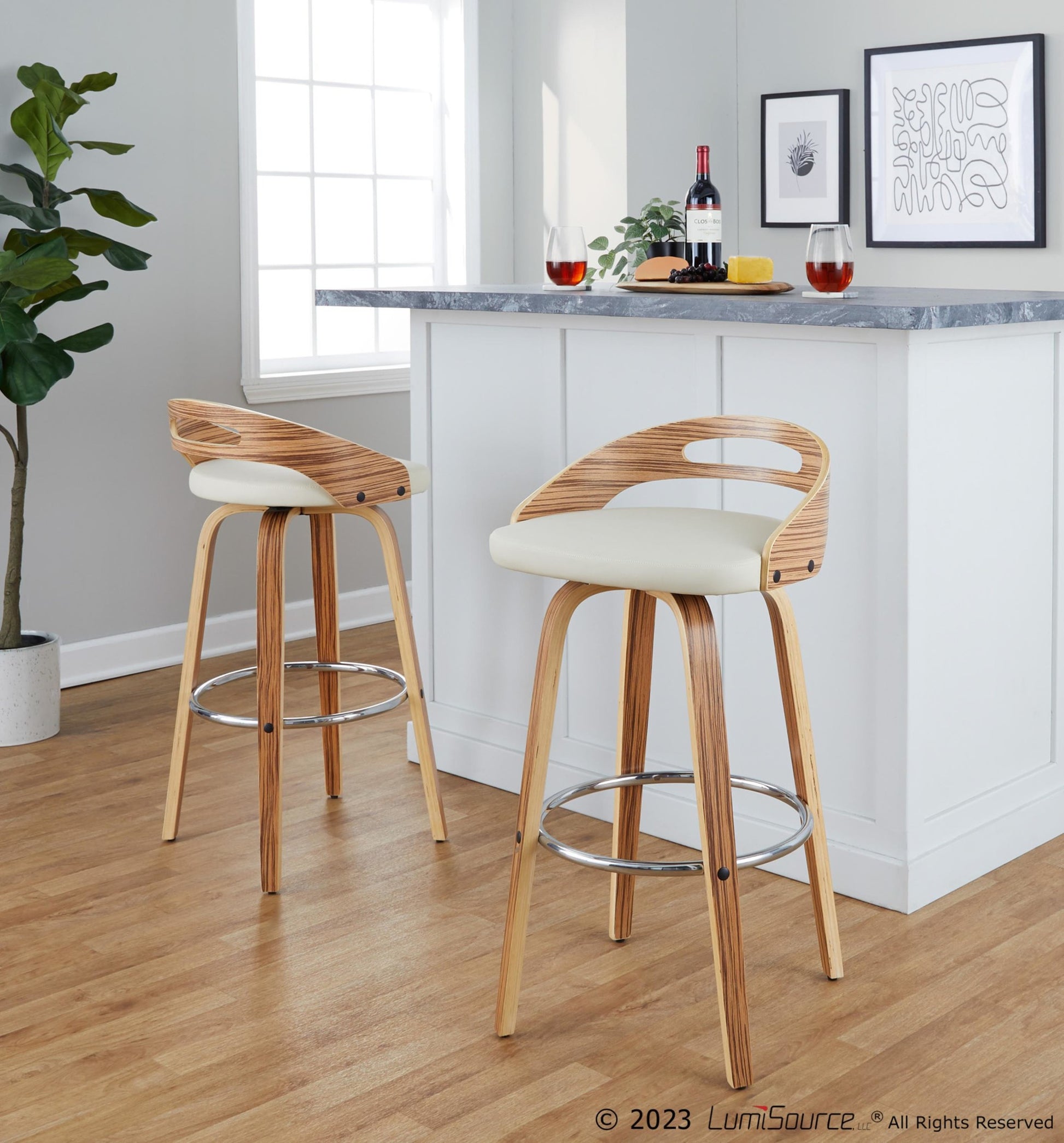 Cassis 30" Fixed-Height Barstool - Set of 2 By LumiSource - B30-CASSISPU-GRTZR2 WLCR2 | Bar Stools | Modishstore - 22