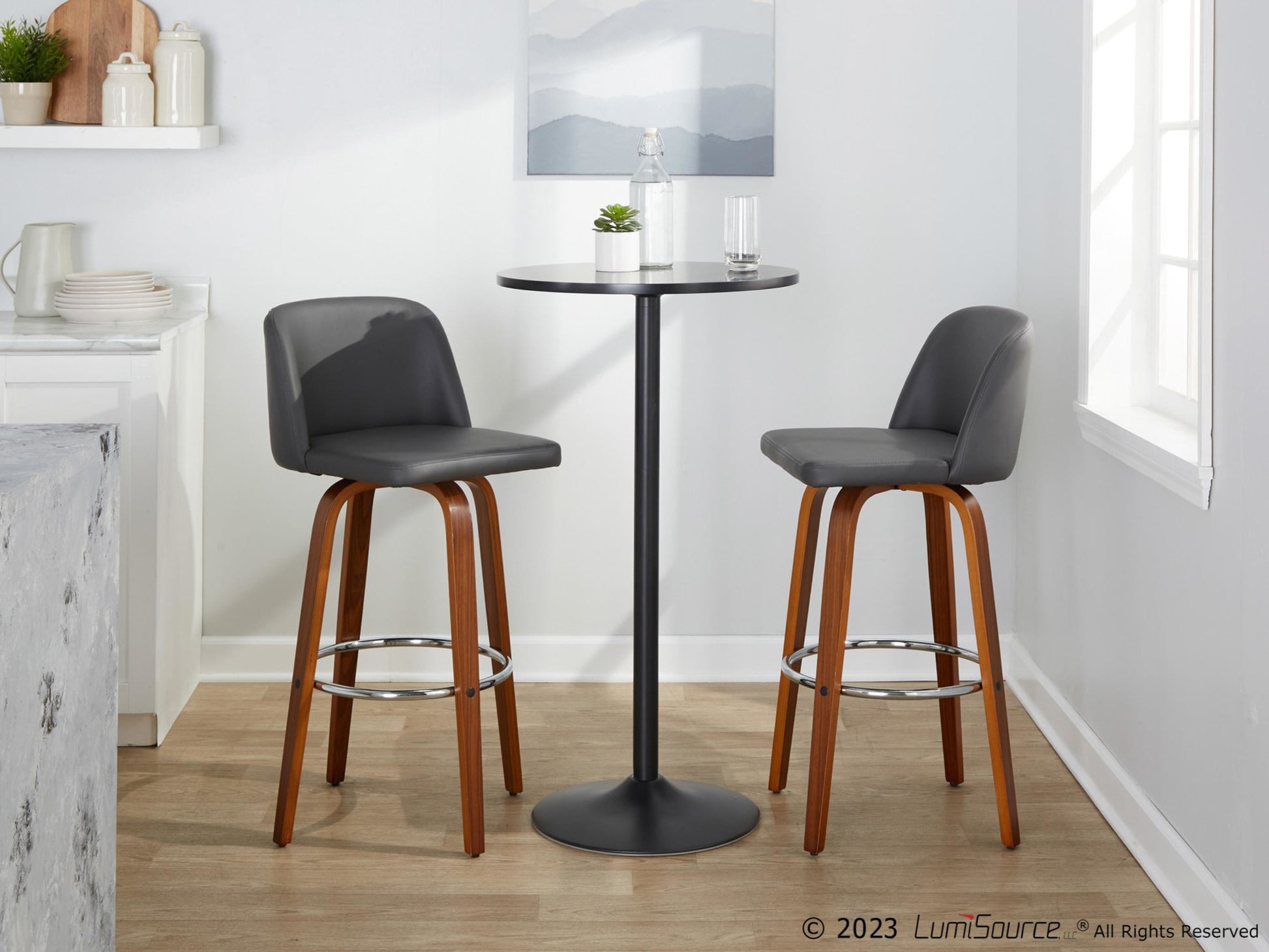 Toriano 30" Fixed-Height Barstool - Set of 2 By LumiSource - B30-TRNOPU-GRTZR2 WLBK2 | Bar Stools | Modishstore - 23