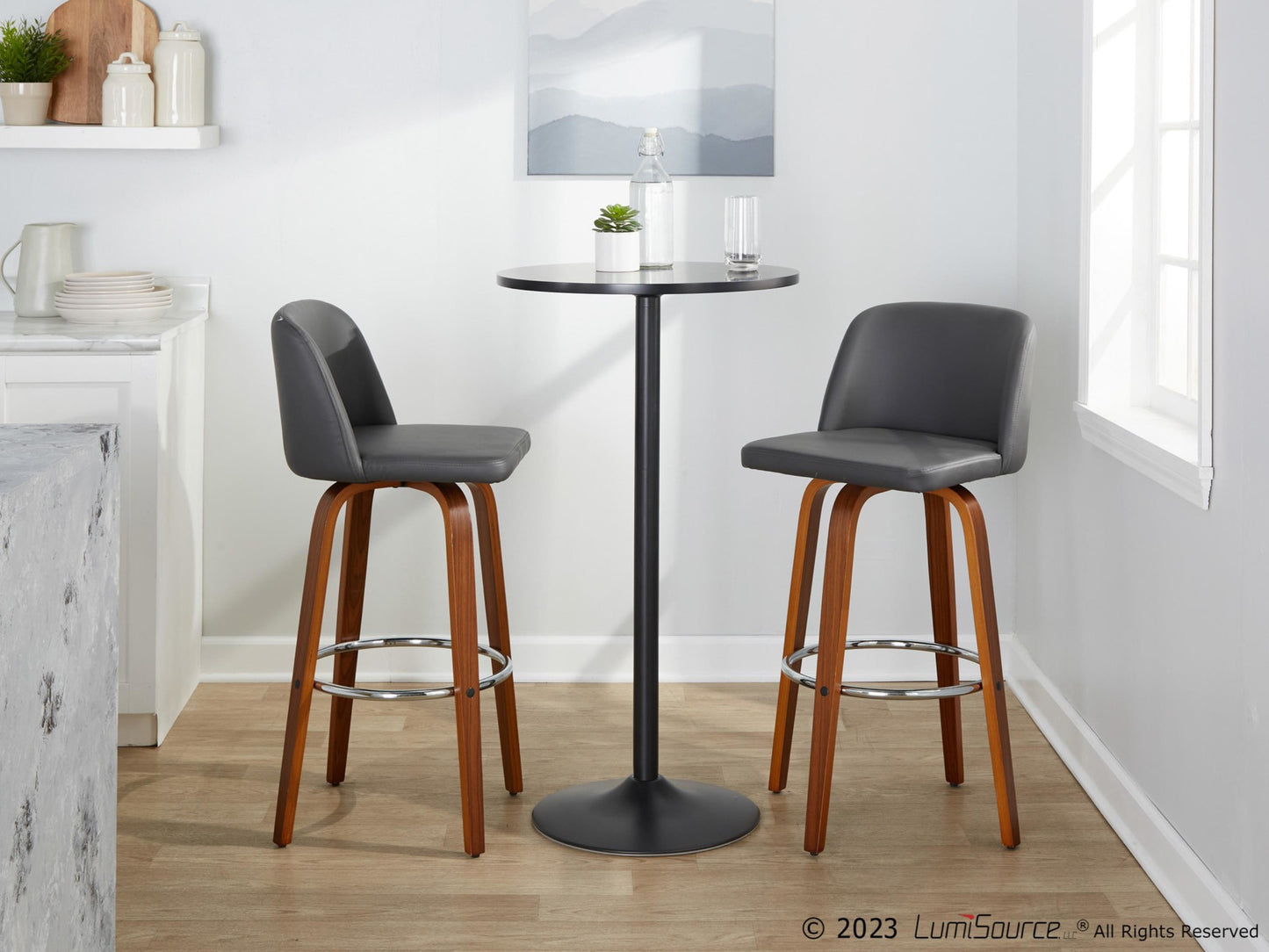 Toriano 30" Fixed-Height Barstool - Set of 2 By LumiSource - B30-TRNOPU-GRTZR2 WLBK2 | Bar Stools | Modishstore - 24