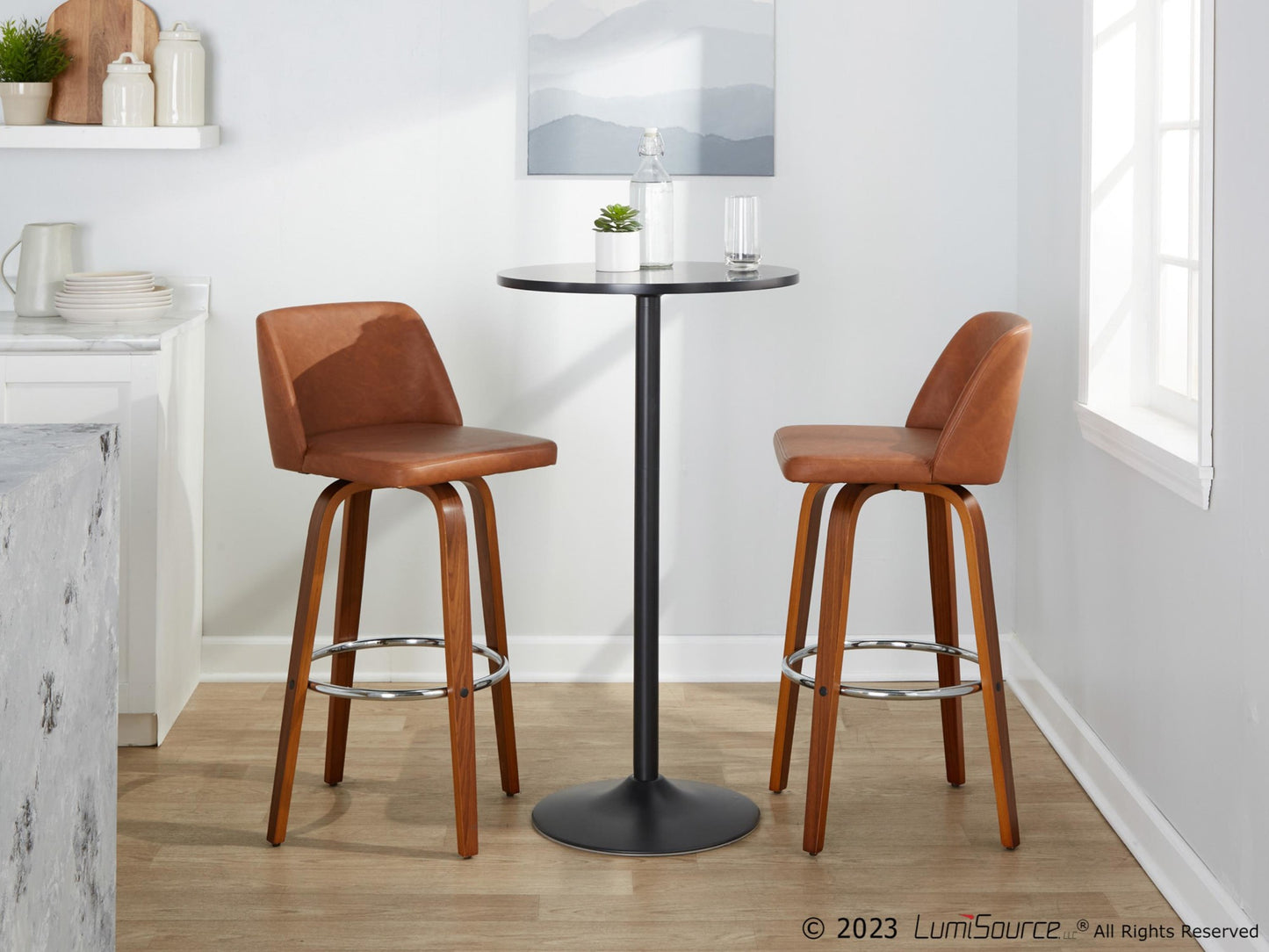 Toriano 30" Fixed-Height Barstool - Set of 2 By LumiSource - B30-TRNOPU-GRTZR2 WLBK2 | Bar Stools | Modishstore - 13