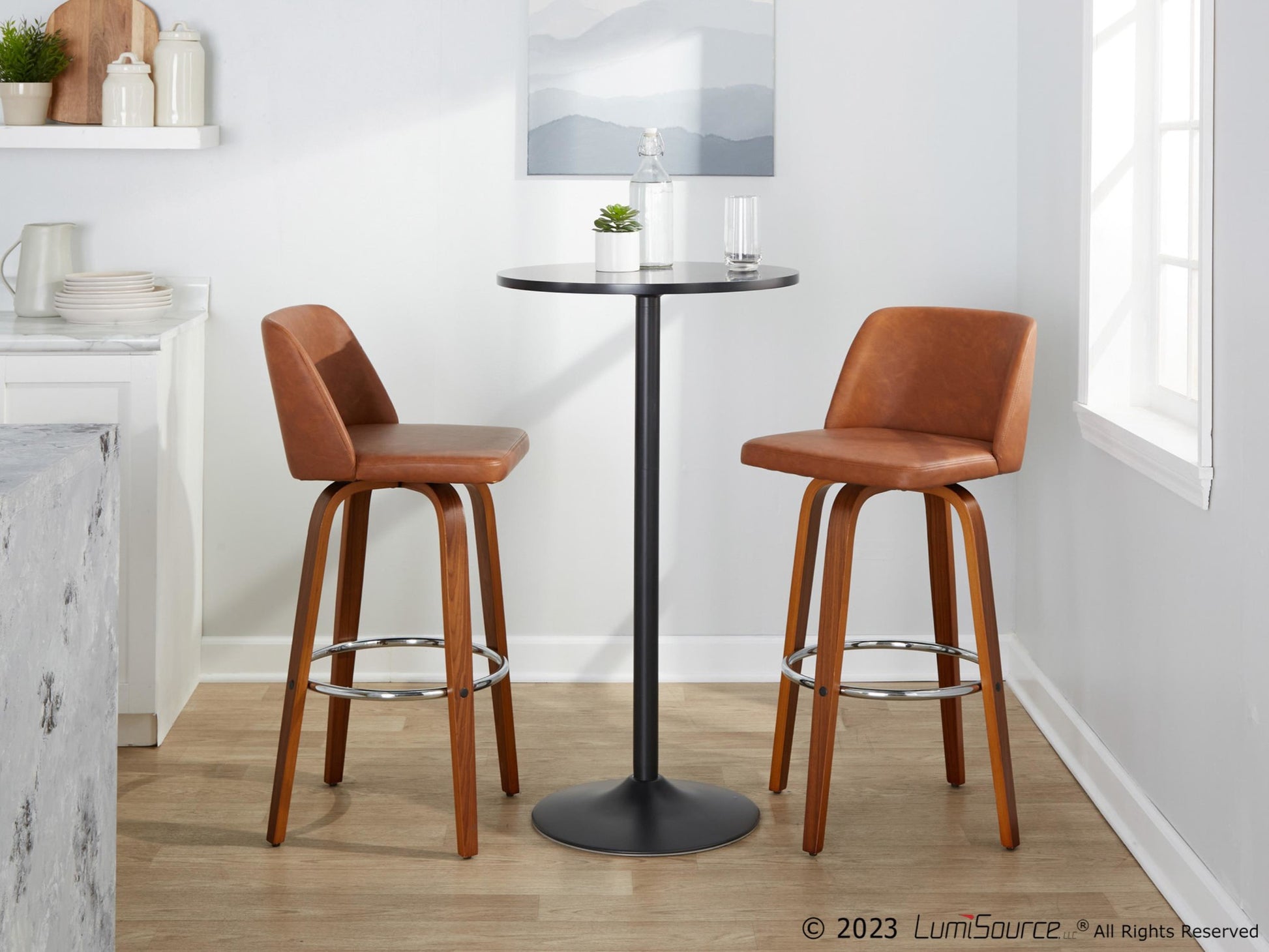 Toriano 30" Fixed-Height Barstool - Set of 2 By LumiSource - B30-TRNOPU-GRTZR2 WLBK2 | Bar Stools | Modishstore - 14