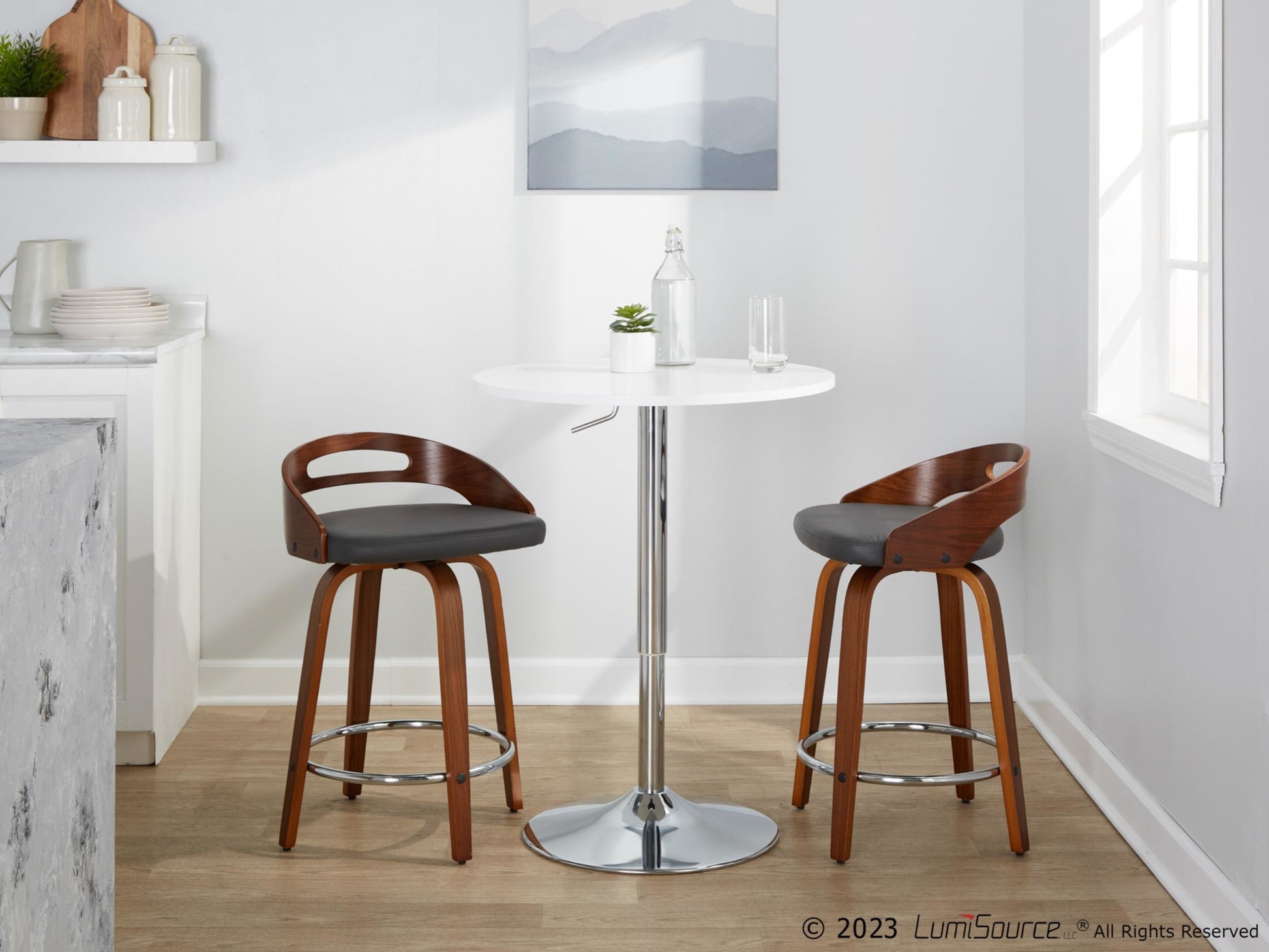 Cassis 24" Fixed-Height Counter Stool - Set of 2 By LumiSource - B24-CASSISPU-GRTZQ2 LGYLGYBK2 | Counter Stools | Modishstore - 41