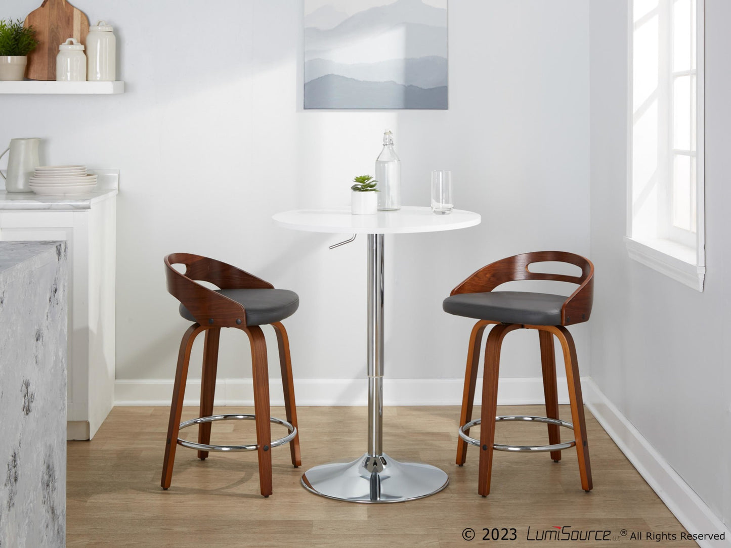 Cassis 24" Fixed-Height Counter Stool - Set of 2 By LumiSource - B24-CASSISPU-GRTZQ2 LGYLGYBK2 | Counter Stools | Modishstore - 42