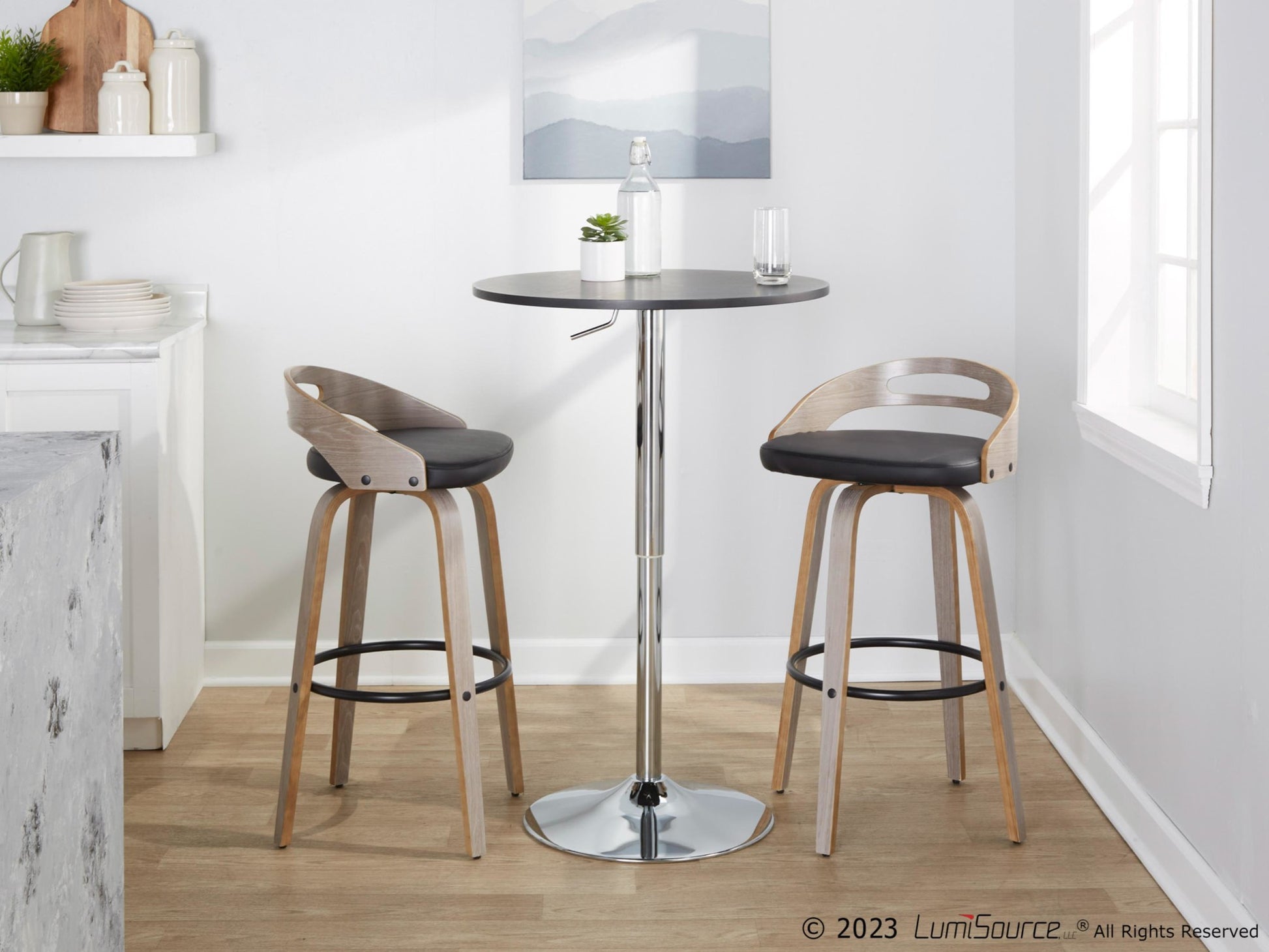 Cassis 30" Fixed-Height Barstool - Set of 2 By LumiSource - B30-CASSISPU-GRTZQ2 LGYLGYBK2 | Bar Stools | Modishstore - 3