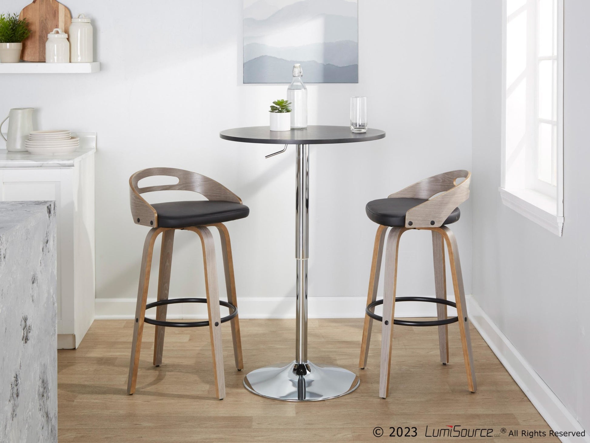 Cassis 24" Fixed-Height Counter Stool - Set of 2 By LumiSource - B24-CASSISPU-GRTZQ2 LGYLGYBK2 | Counter Stools | Modishstore - 3