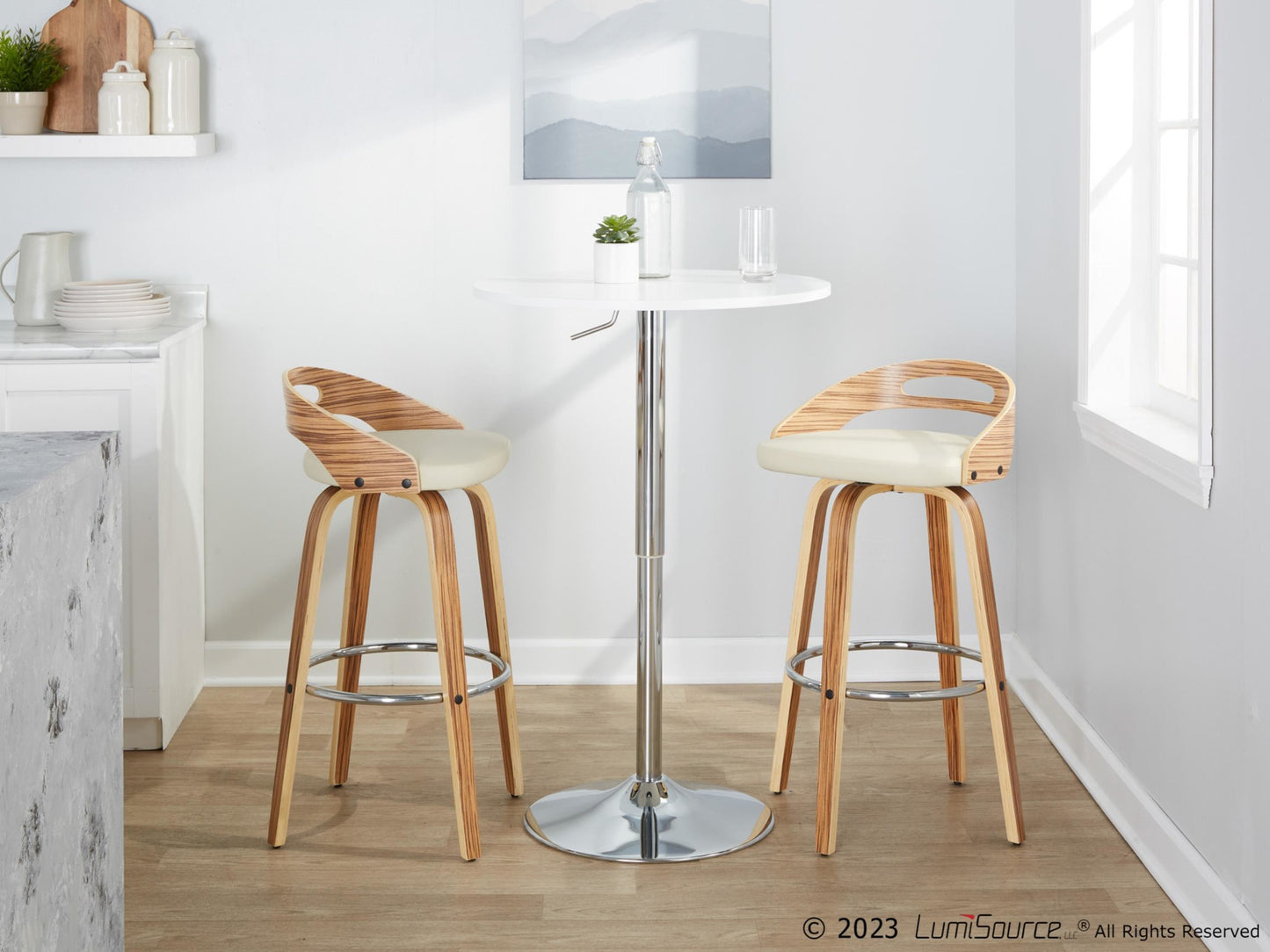 Cassis 30" Fixed-Height Barstool - Set of 2 By LumiSource - B30-CASSISPU-GRTZR2 WLCR2 | Bar Stools | Modishstore - 23