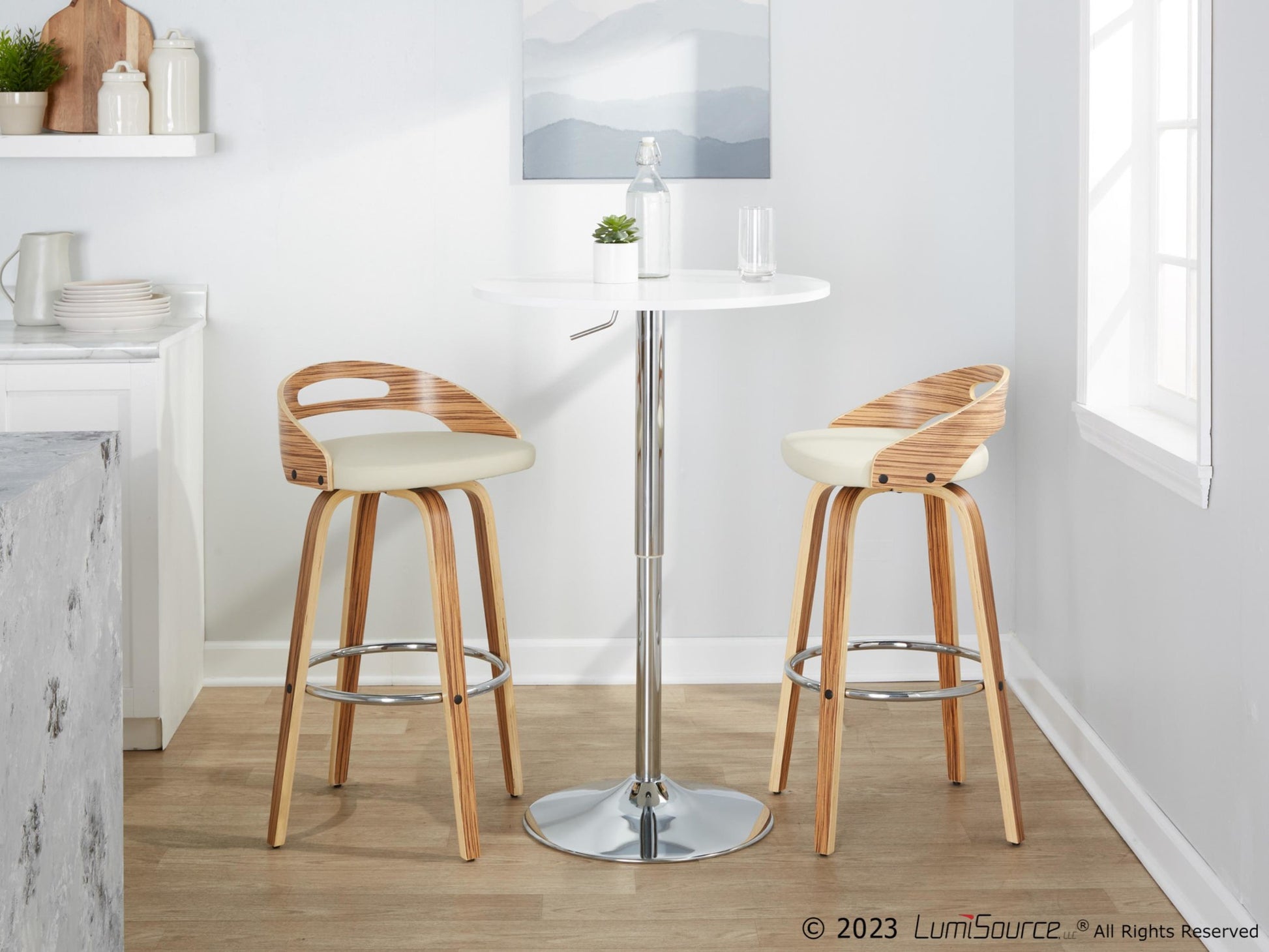 Cassis 30" Fixed-Height Barstool - Set of 2 By LumiSource - B30-CASSISPU-GRTZR2 WLCR2 | Bar Stools | Modishstore - 24