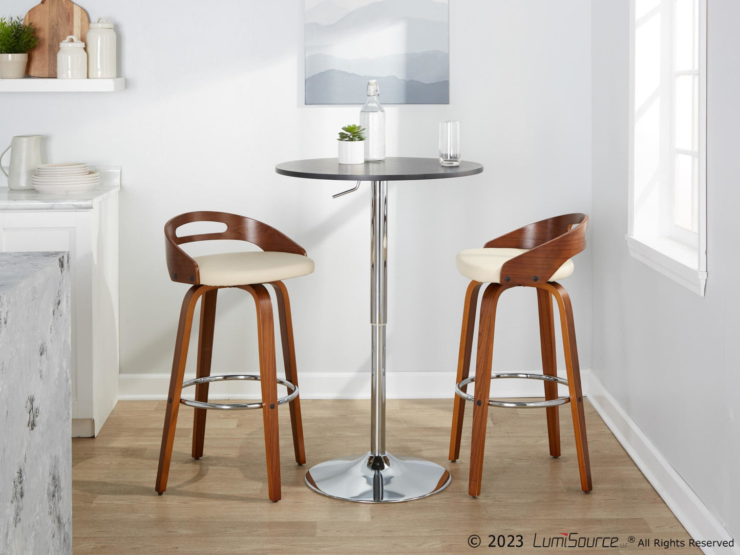 Cassis 30" Fixed-Height Barstool - Set of 2 By LumiSource - B30-CASSISPU-GRTZR2 WLCR2 | Bar Stools | Modishstore - 3