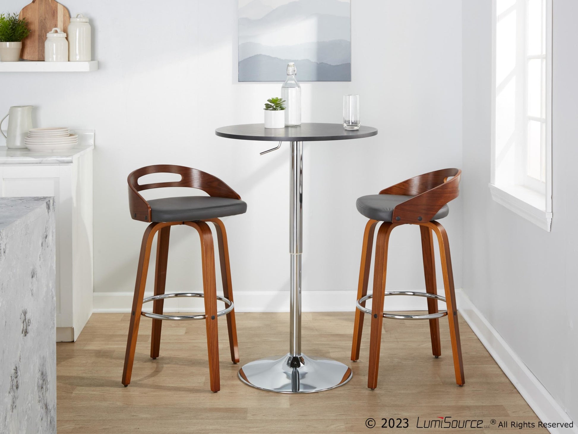 Cassis 30" Fixed-Height Barstool - Set of 2 By LumiSource - B30-CASSISPU-GRTZR2 WLCR2 | Bar Stools | Modishstore - 13