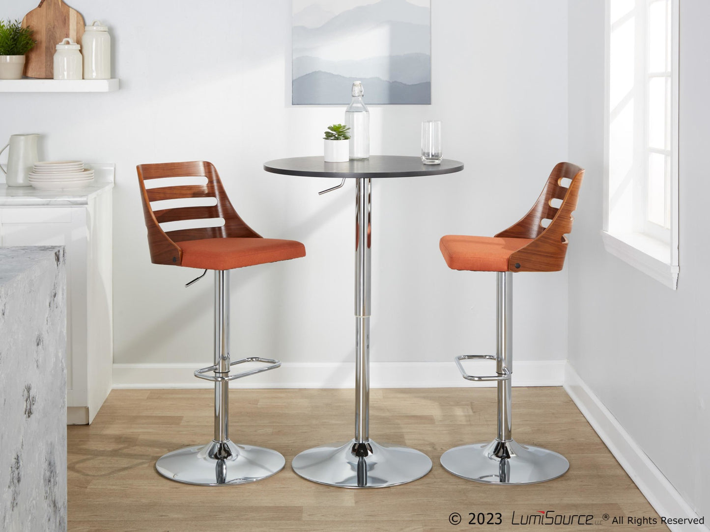 Trevi Adjustable Barstool - Set of 2 By LumiSource - BS-TREVI-RR2 WLO2 | Bar Stools | Modishstore - 2