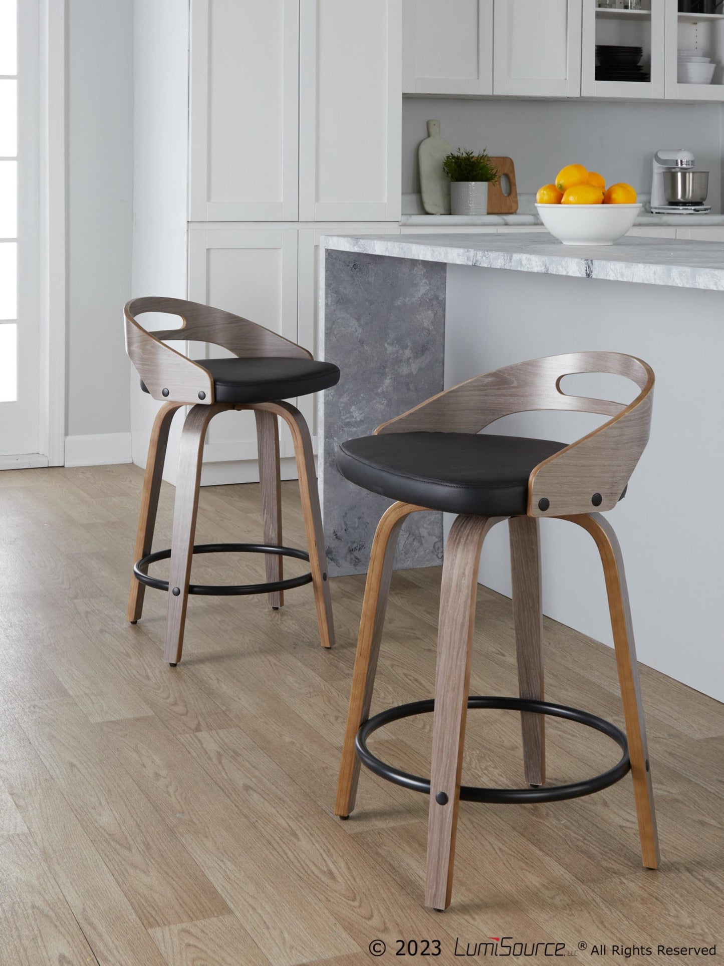 Cassis 24" Fixed-Height Counter Stool - Set of 2 By LumiSource - B24-CASSISPU-GRTZQ2 LGYLGYBK2 | Counter Stools | Modishstore - 4