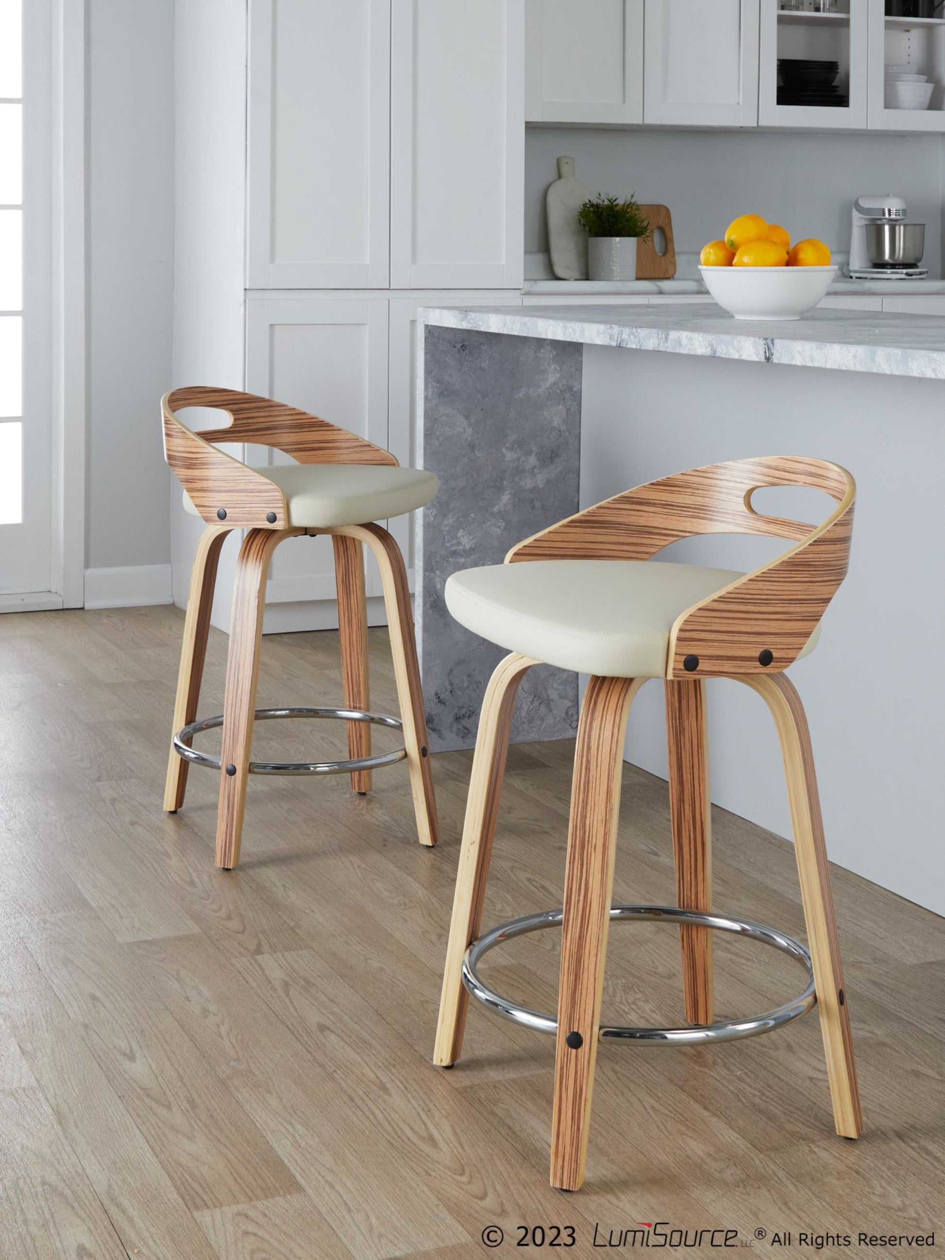 Cassis 24" Fixed-Height Counter Stool - Set of 2 By LumiSource - B24-CASSISPU-GRTZQ2 LGYLGYBK2 | Counter Stools | Modishstore - 53