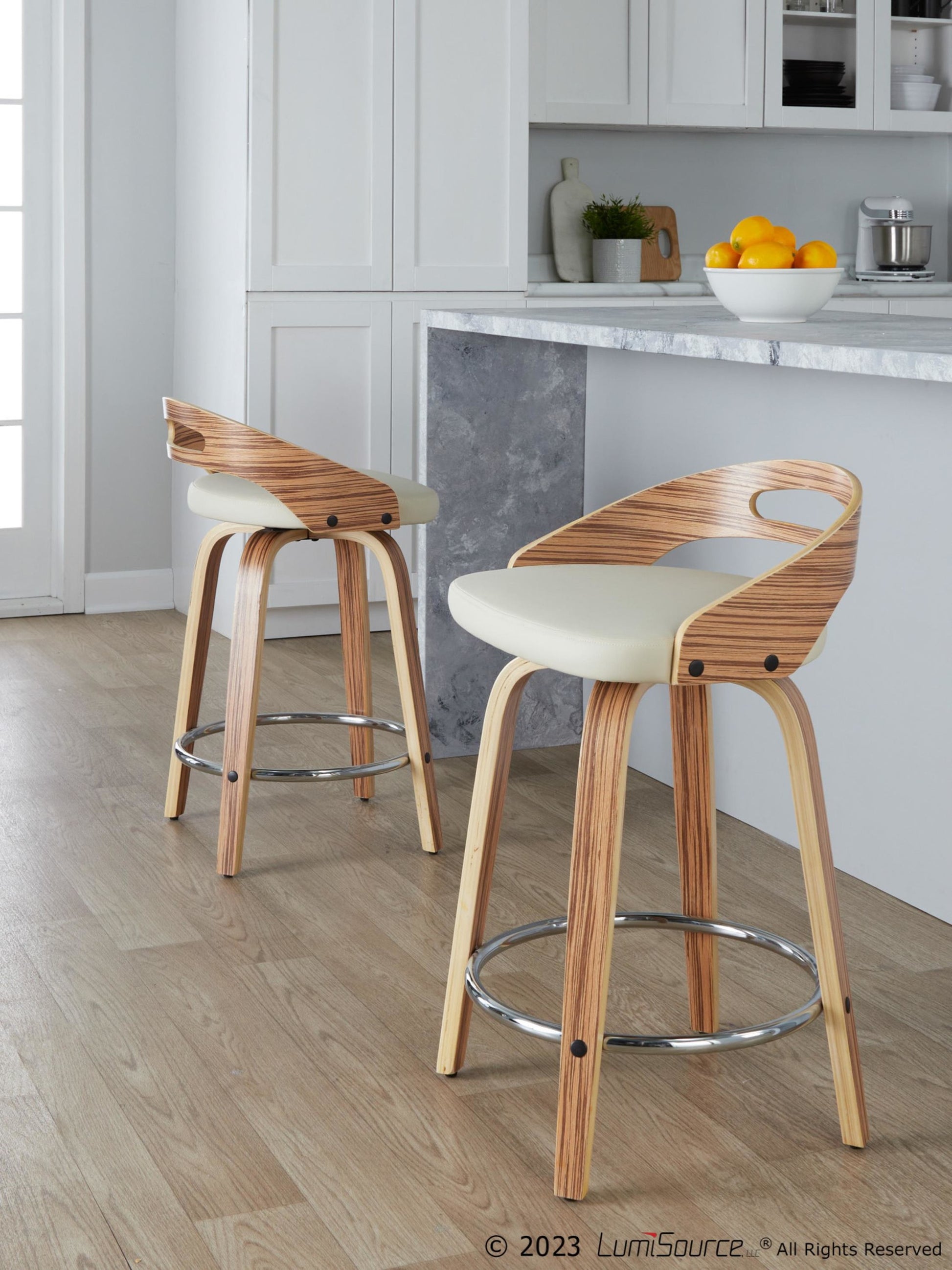 Cassis 24" Fixed-Height Counter Stool - Set of 2 By LumiSource - B24-CASSISPU-GRTZQ2 LGYLGYBK2 | Counter Stools | Modishstore - 54