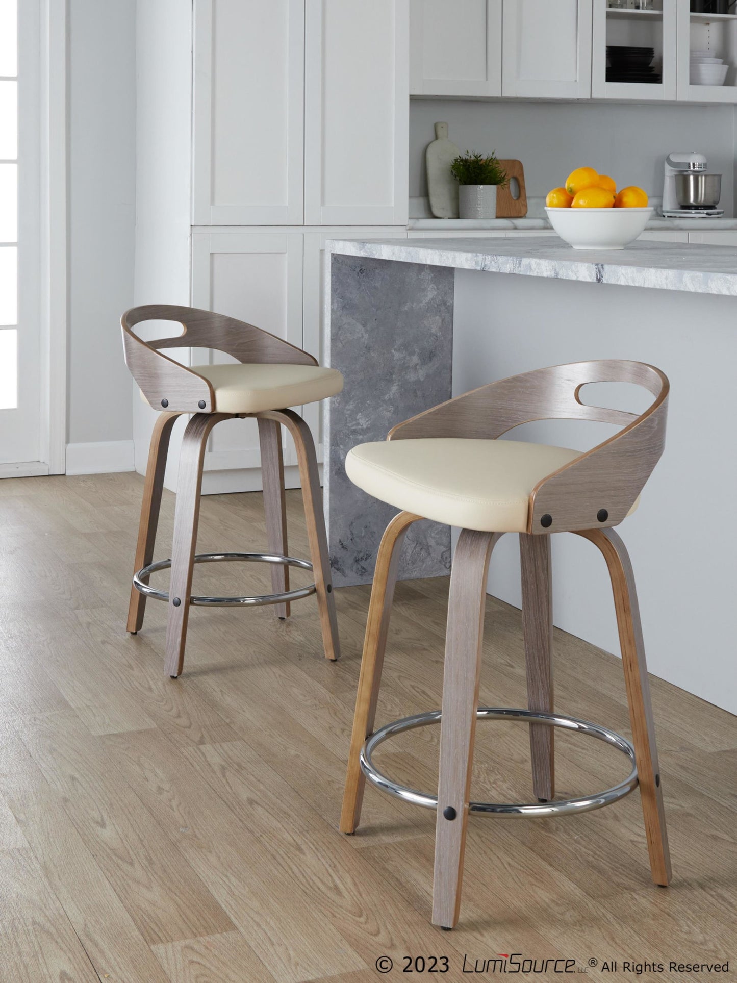 Cassis 24" Fixed-Height Counter Stool - Set of 2 By LumiSource - B24-CASSISPU-GRTZQ2 LGYLGYBK2 | Counter Stools | Modishstore - 13