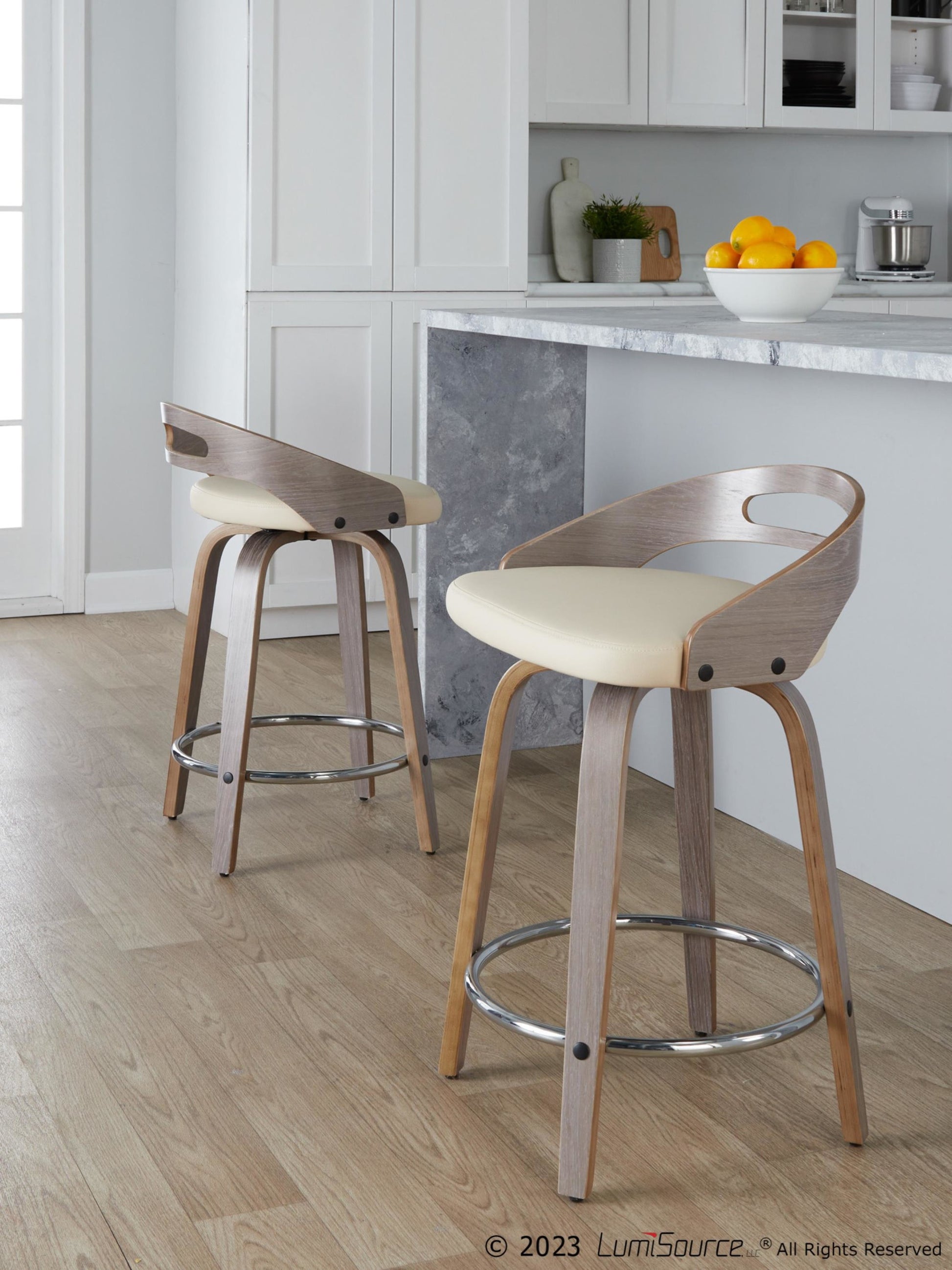 Cassis 24" Fixed-Height Counter Stool - Set of 2 By LumiSource - B24-CASSISPU-GRTZQ2 LGYLGYBK2 | Counter Stools | Modishstore - 14