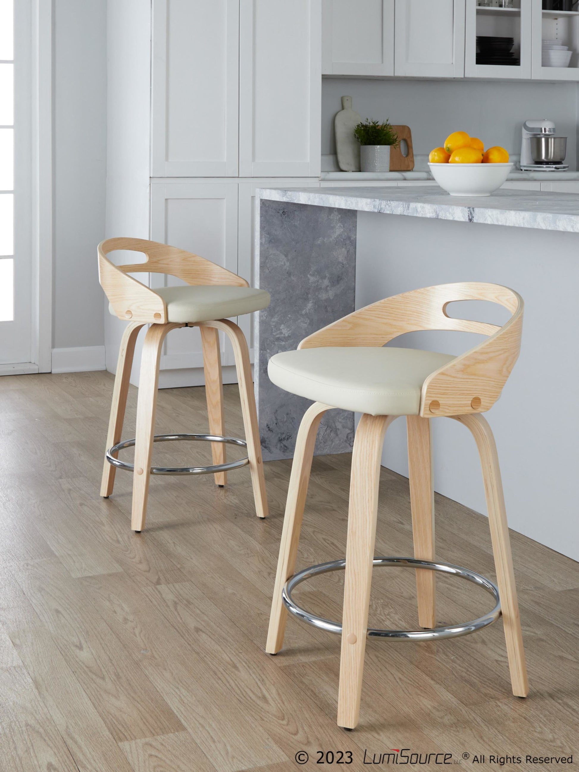 Cassis 24" Fixed-Height Counter Stool - Set of 2 By LumiSource - B24-CASSISPU-GRTZQ2 LGYLGYBK2 | Counter Stools | Modishstore - 23