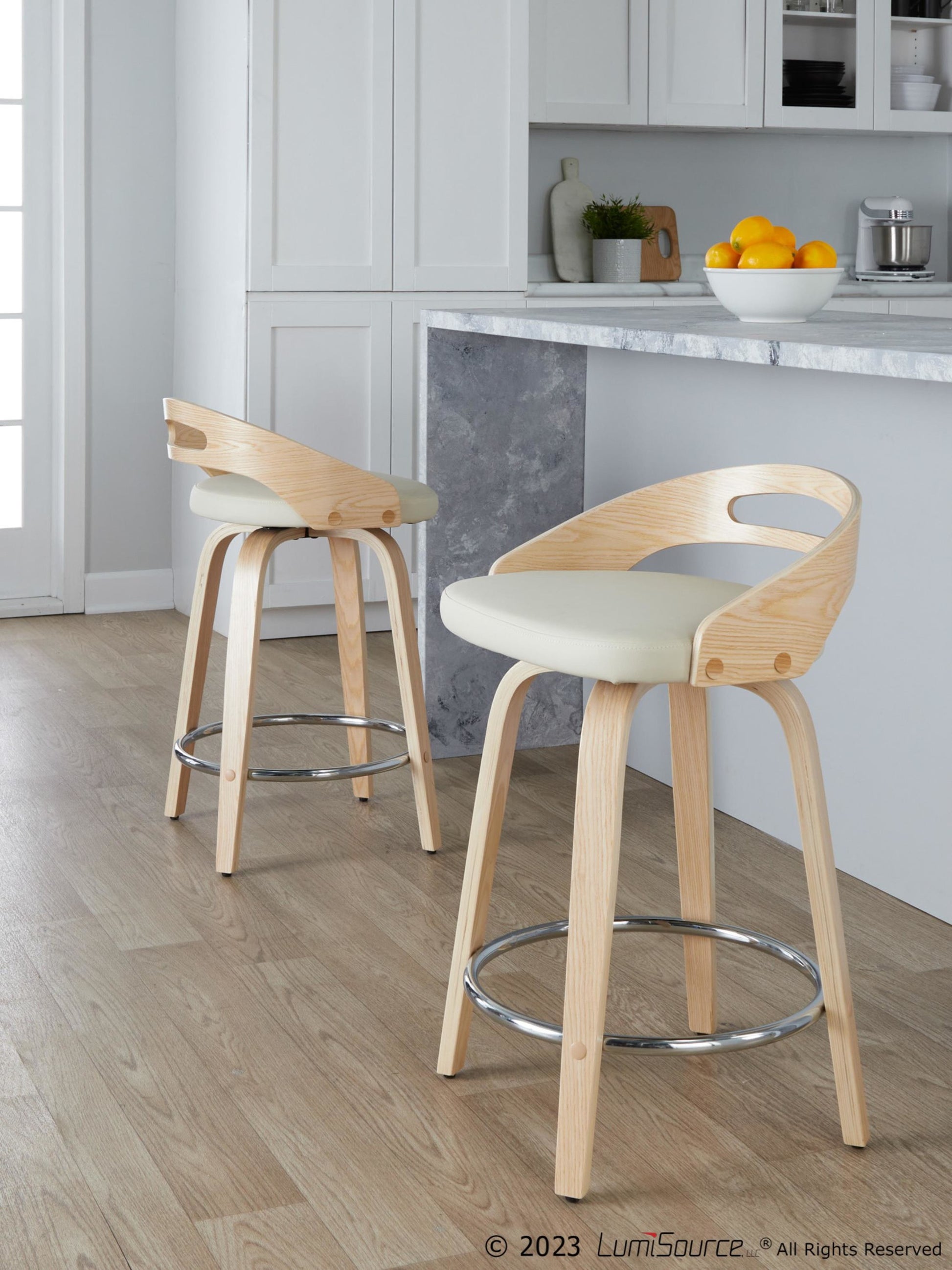 Cassis 24" Fixed-Height Counter Stool - Set of 2 By LumiSource - B24-CASSISPU-GRTZQ2 LGYLGYBK2 | Counter Stools | Modishstore - 24